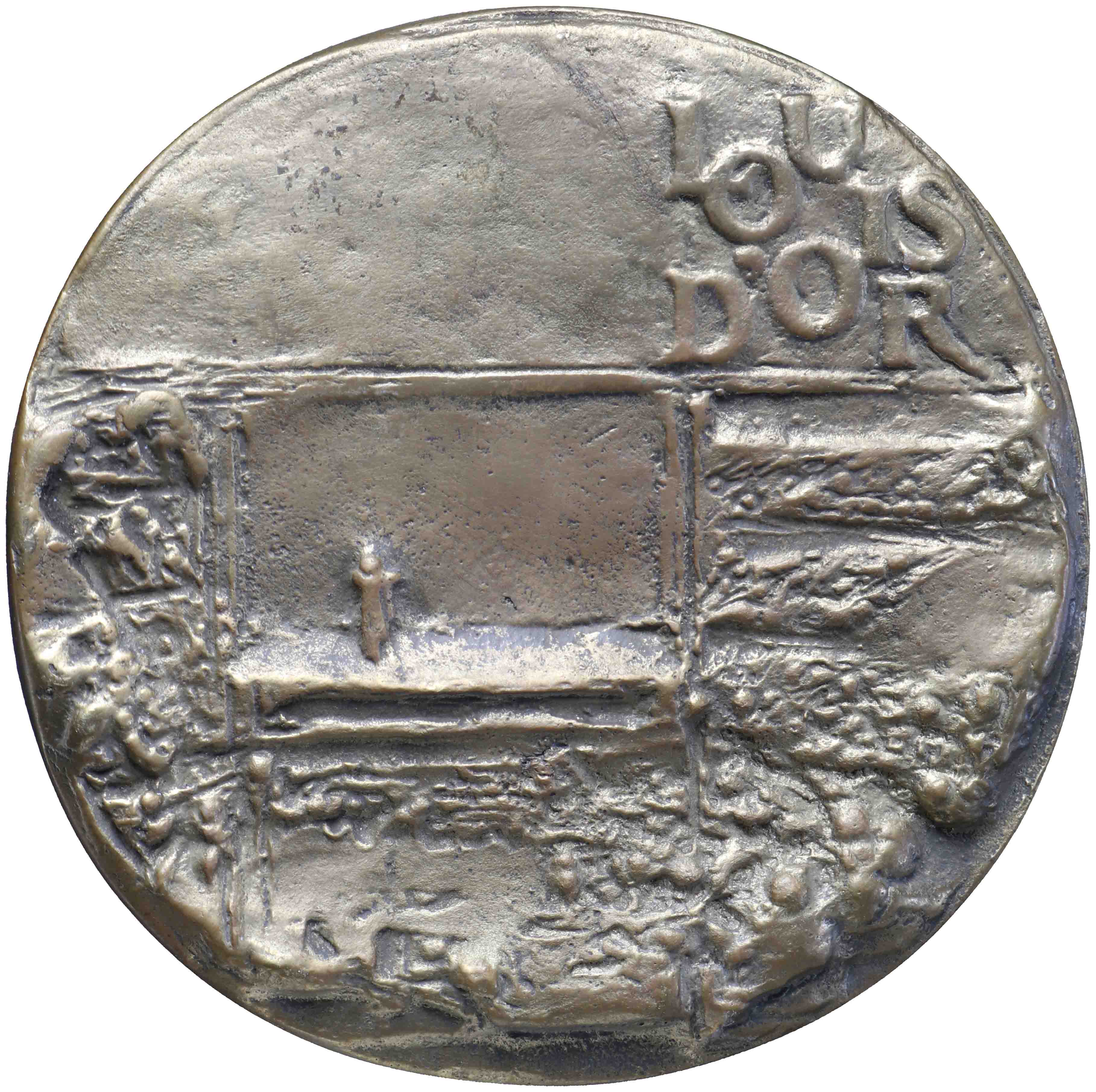 Afbeelding van de keerzijde. Louis d’Or, VSCD Toneelprijs voor de meest indrukwekkende dragende mannenrol. Inventarisnummer:1980-0075