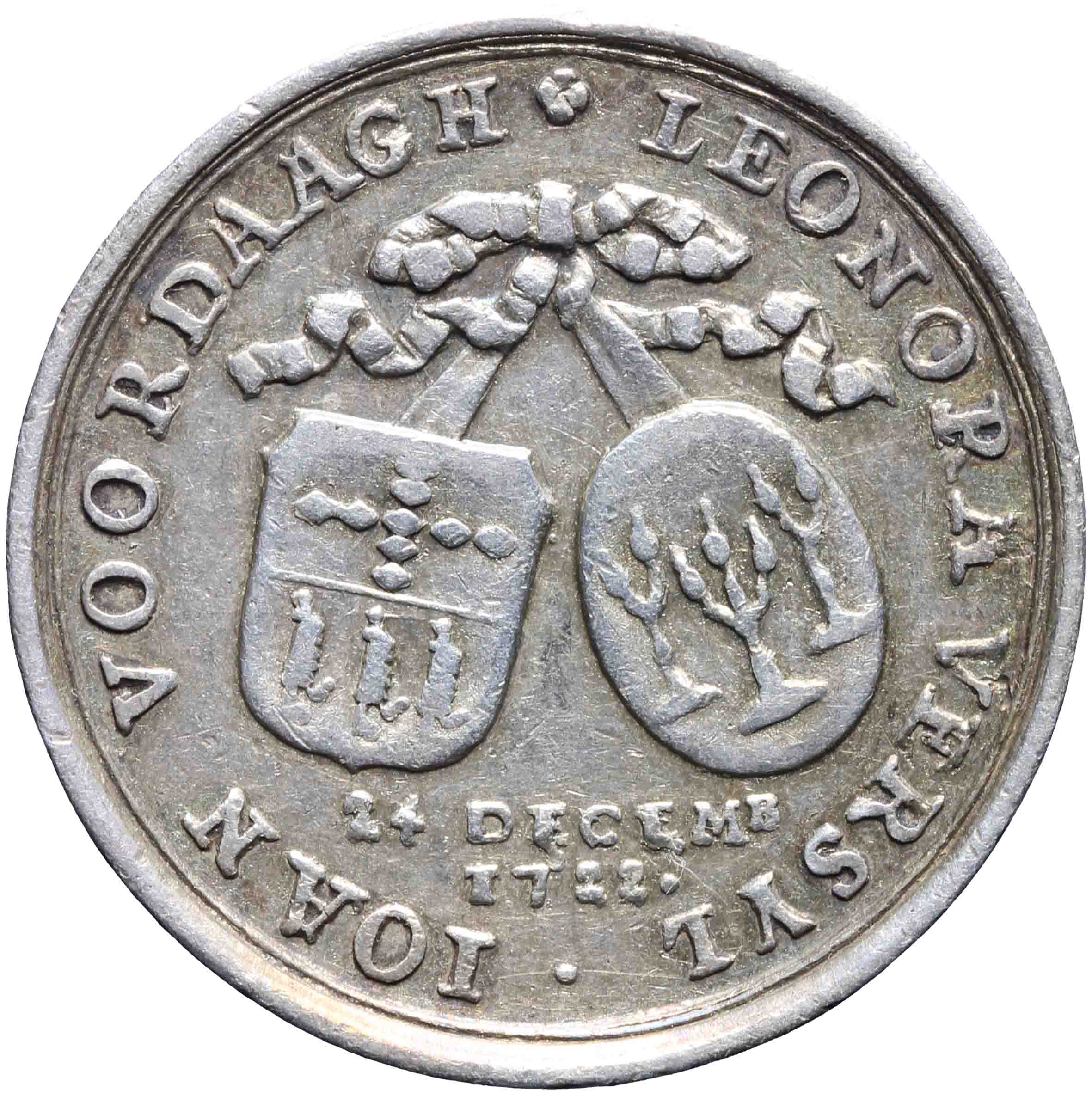 Afbeelding van de voorzijde. Vijfentwintigjarig huwelijk Joan Voordaagh en Leonora Versijl. Inventarisnummer:1984-0052