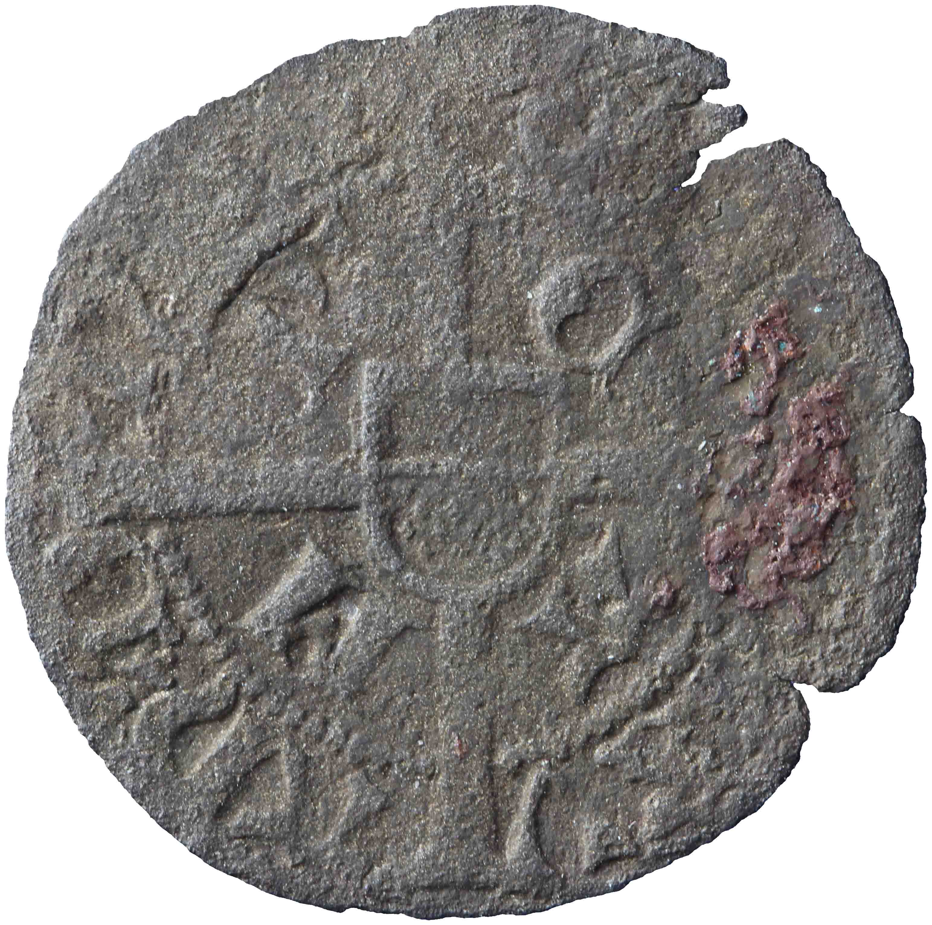 Image of the reverse. kwart stuiver ; plak. Inventory number:1988-0246