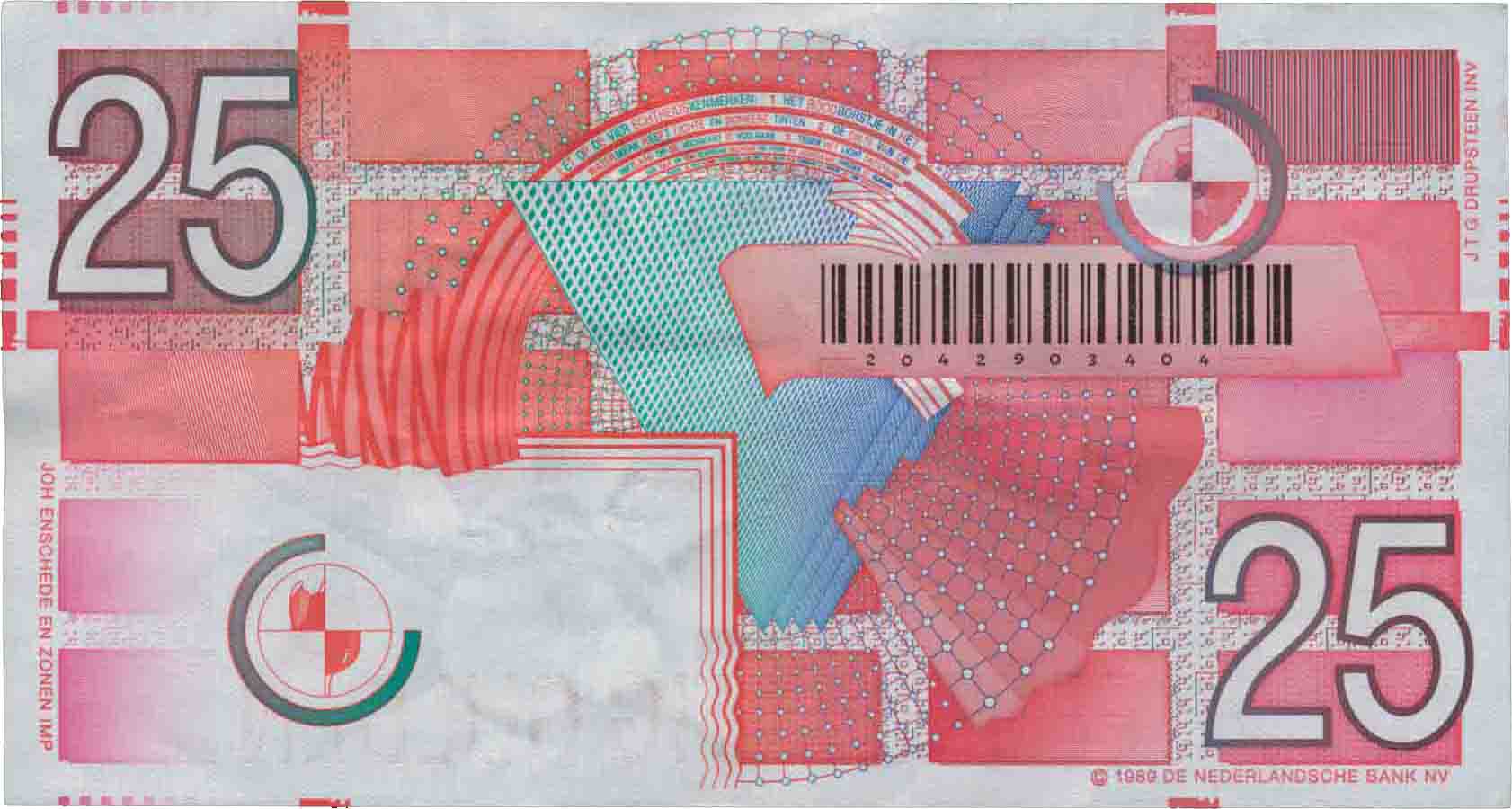 Image of the reverse. vijfentwintig gulden. Inventory number:1990-0362