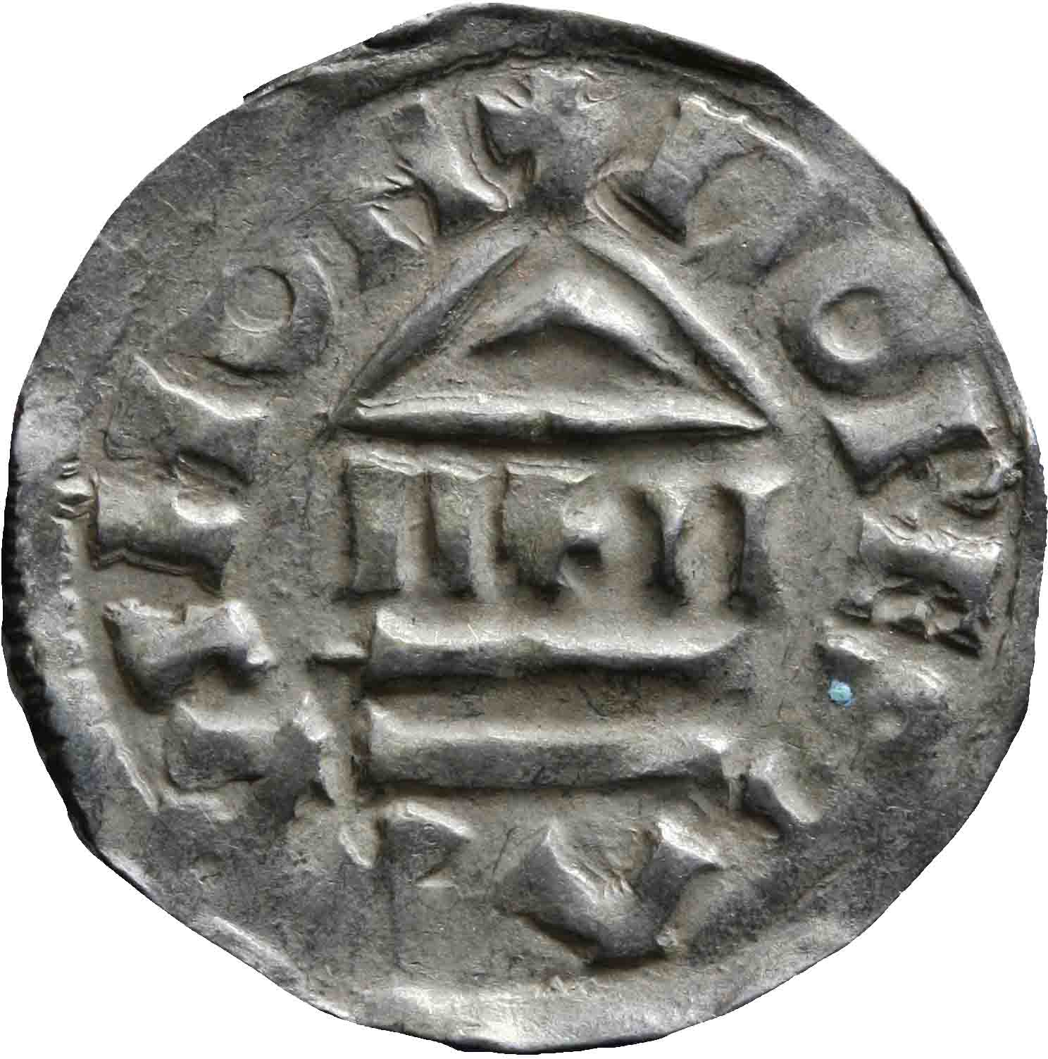 Afbeelding van de keerzijde. denarius. Inventarisnummer:1991-1227