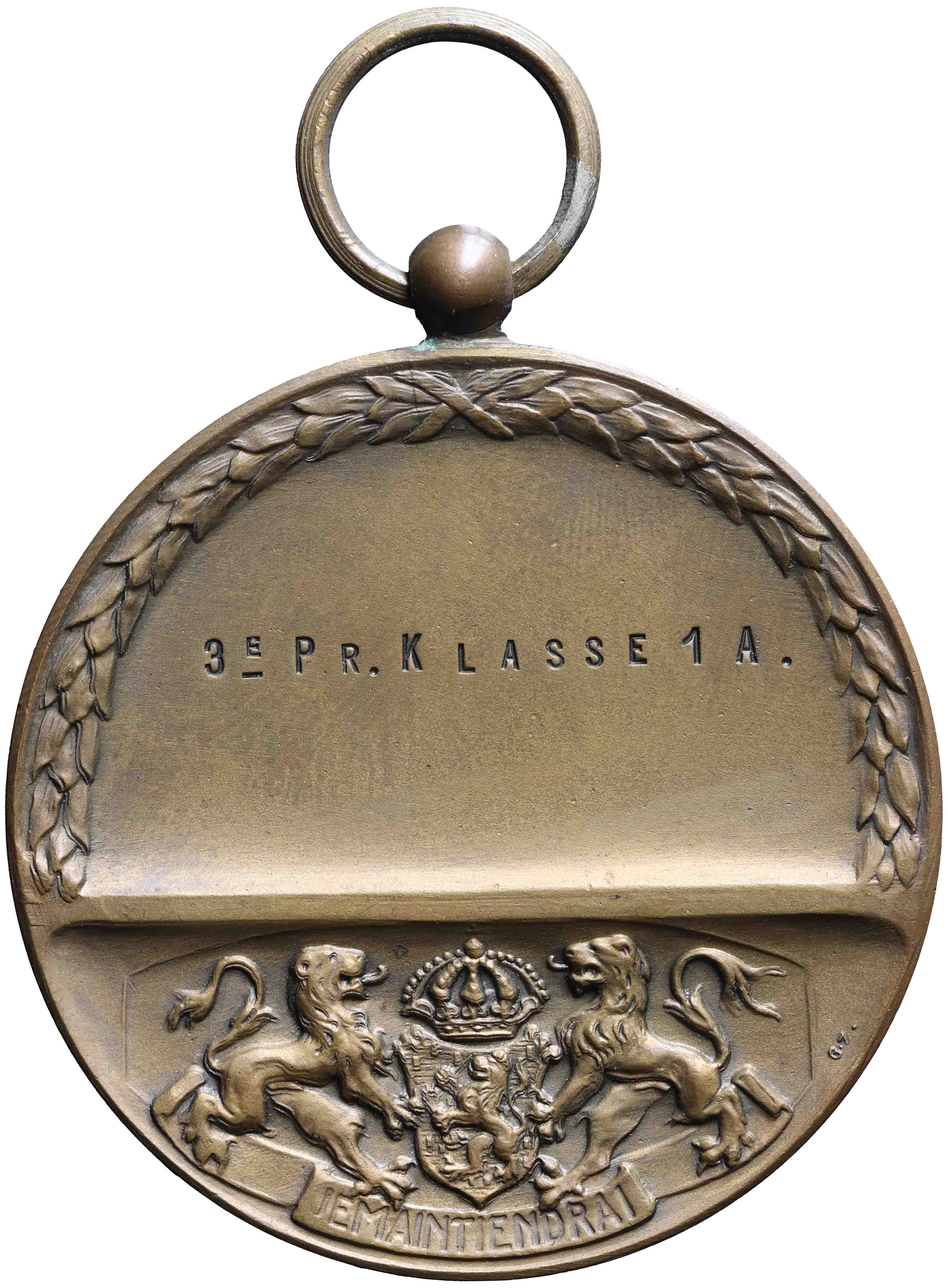 Image of the reverse. 3e prijs klasse 1A: schietwedstrijd. Inventory number:1994-3103