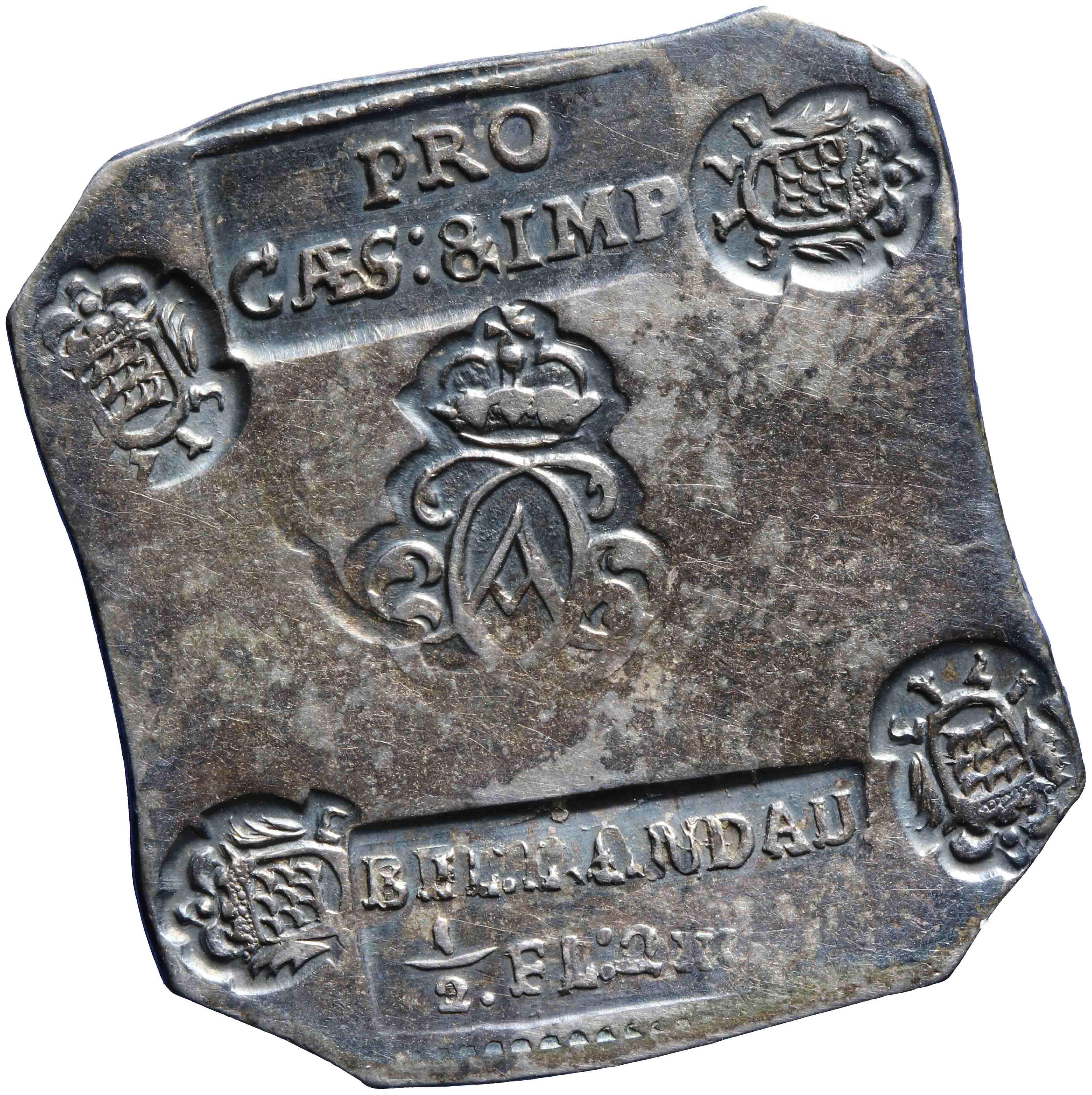 Afbeelding van de voorzijde. 0,5 - 2 florin ; kreuzer. Inventarisnummer:1994-6358
