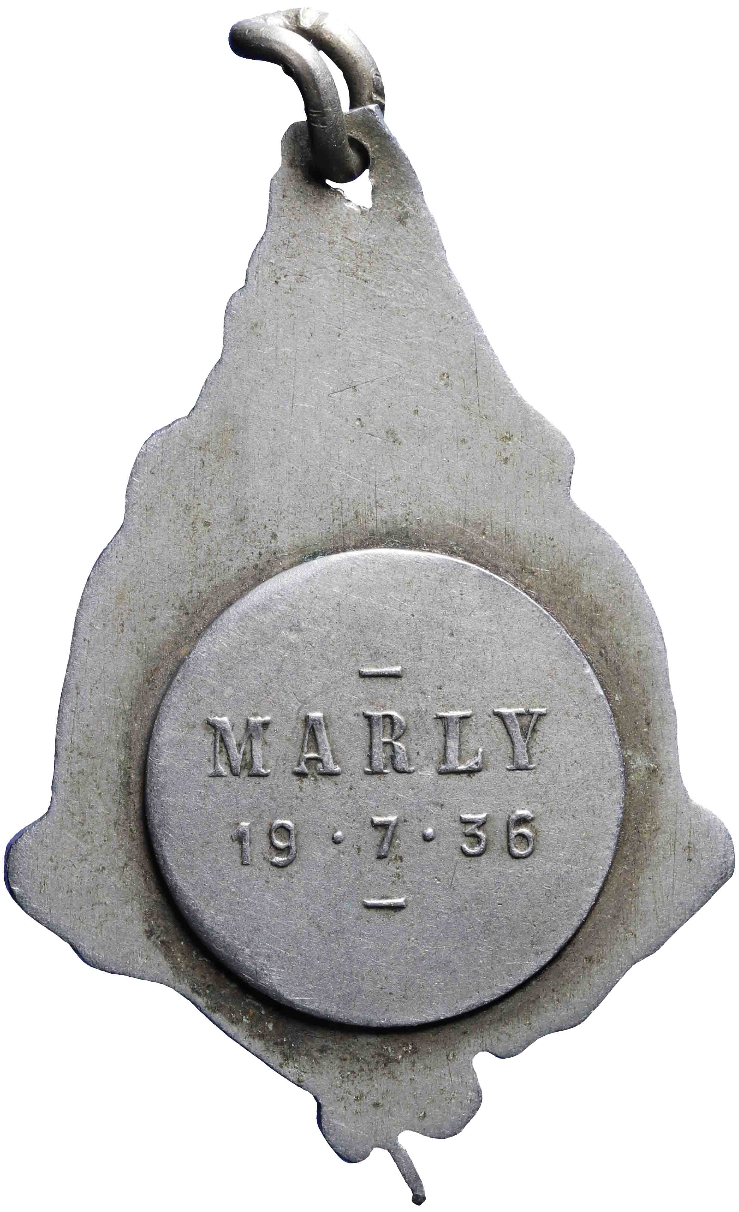 Image of the reverse. Roeiwedstrijd met opschrift 'Marly'. Inventory number:1995-4554