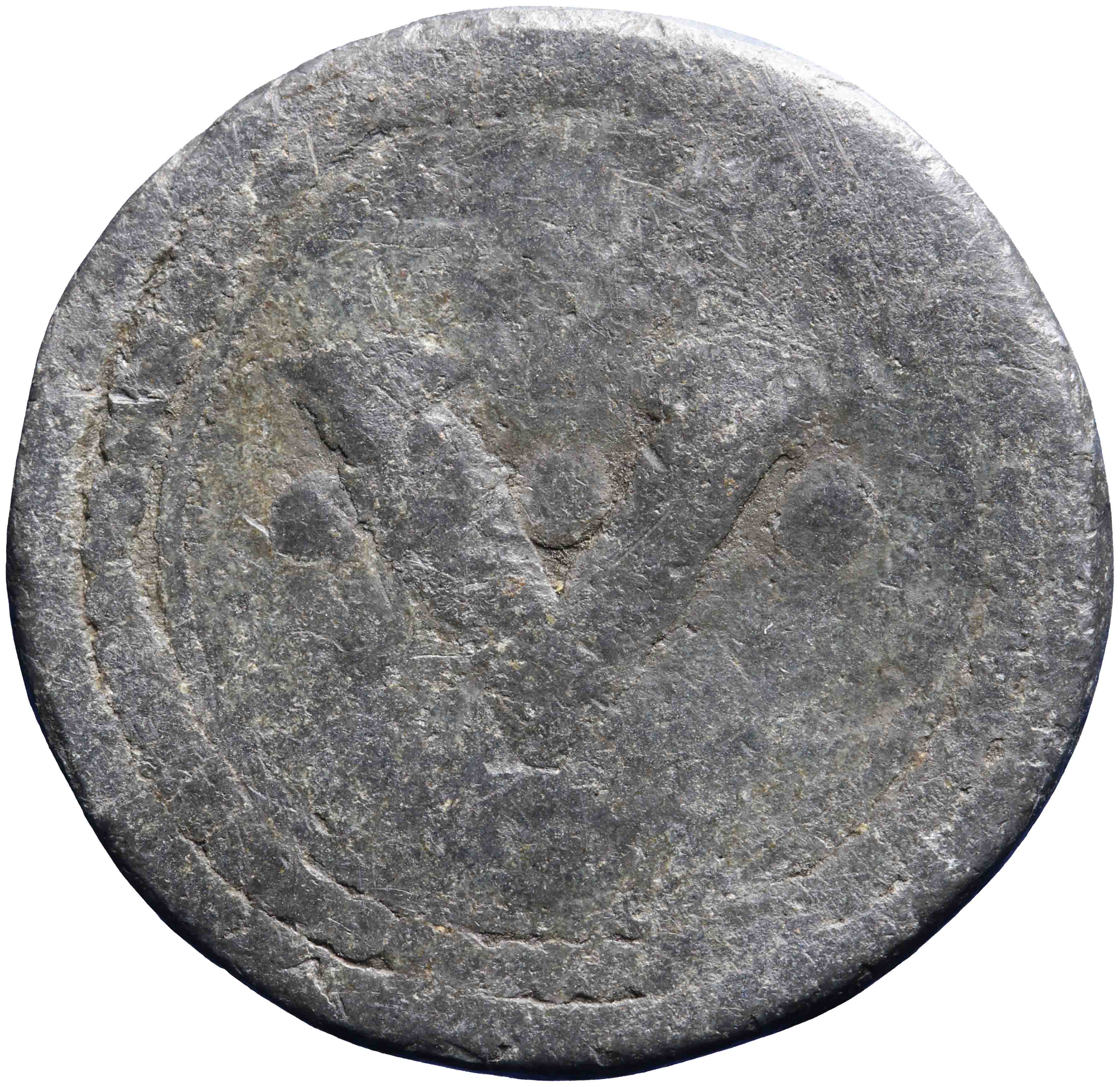 Image of the reverse. avondmaalsloodje. Inventory number:1996-4086