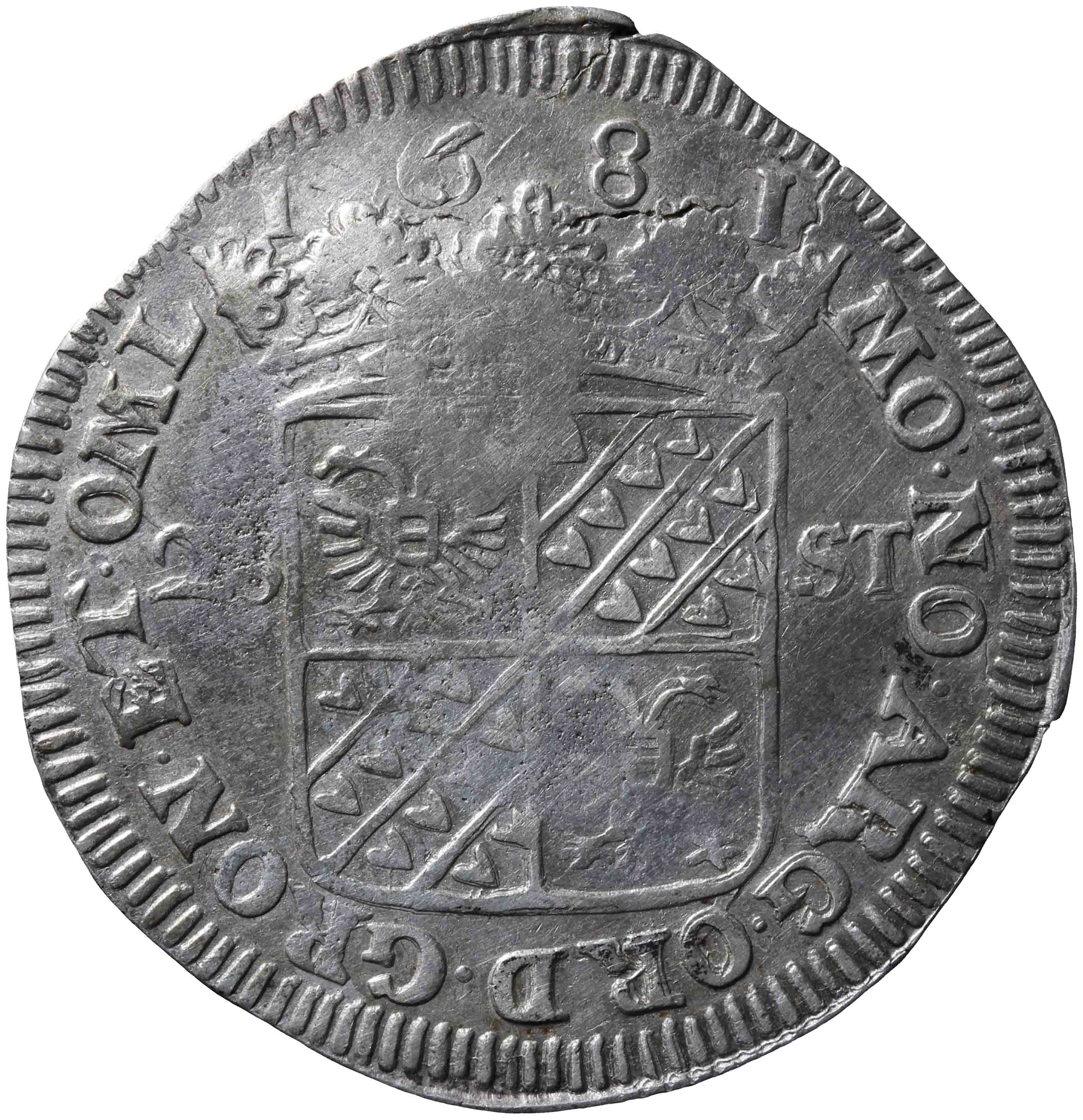 Afbeelding van de voorzijde. achtentwintig stuiver of florijn. Inventarisnummer:AP-04006