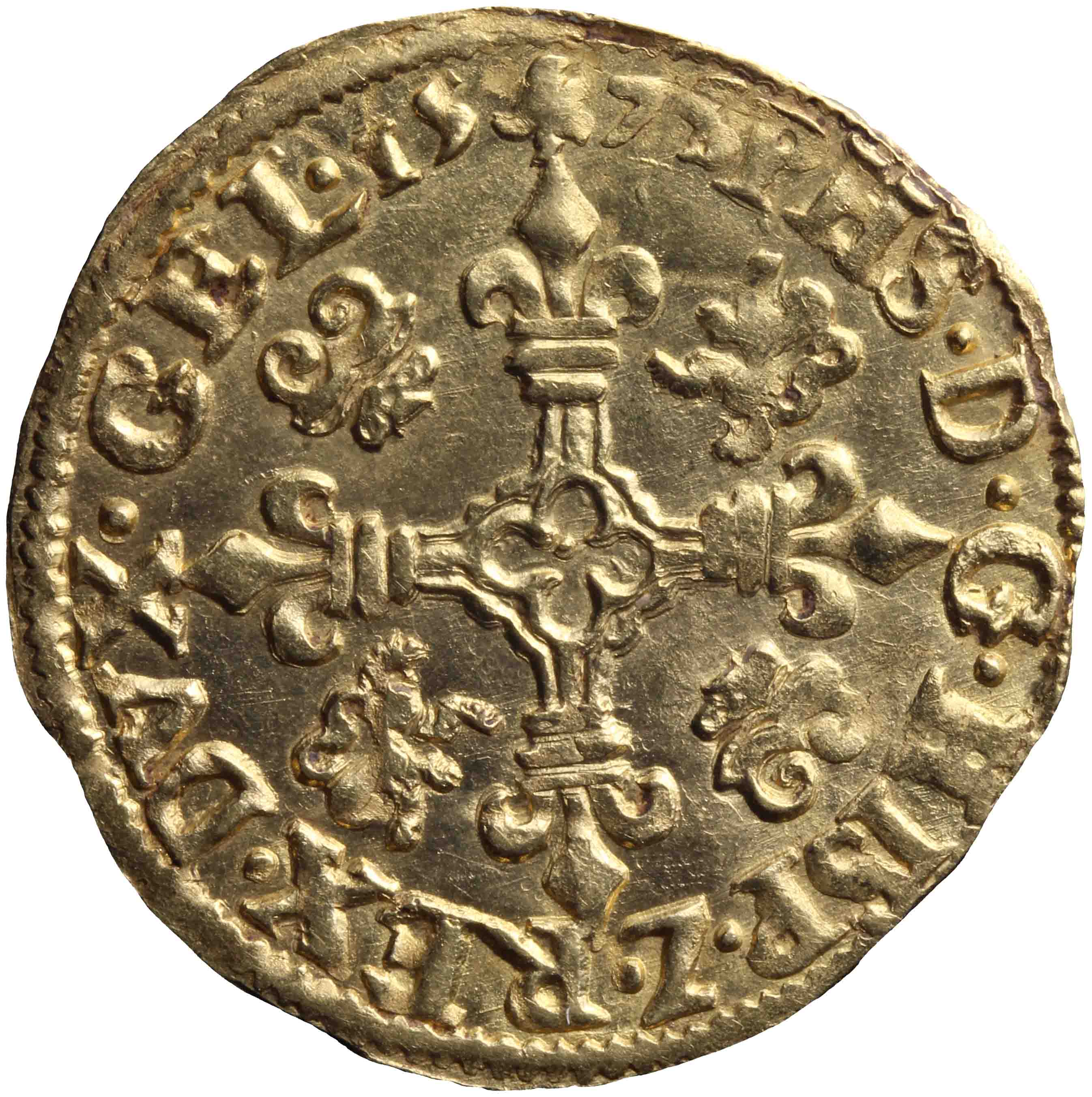 Afbeelding van de keerzijde. gouden kroon. Inventarisnummer:DNB-00179