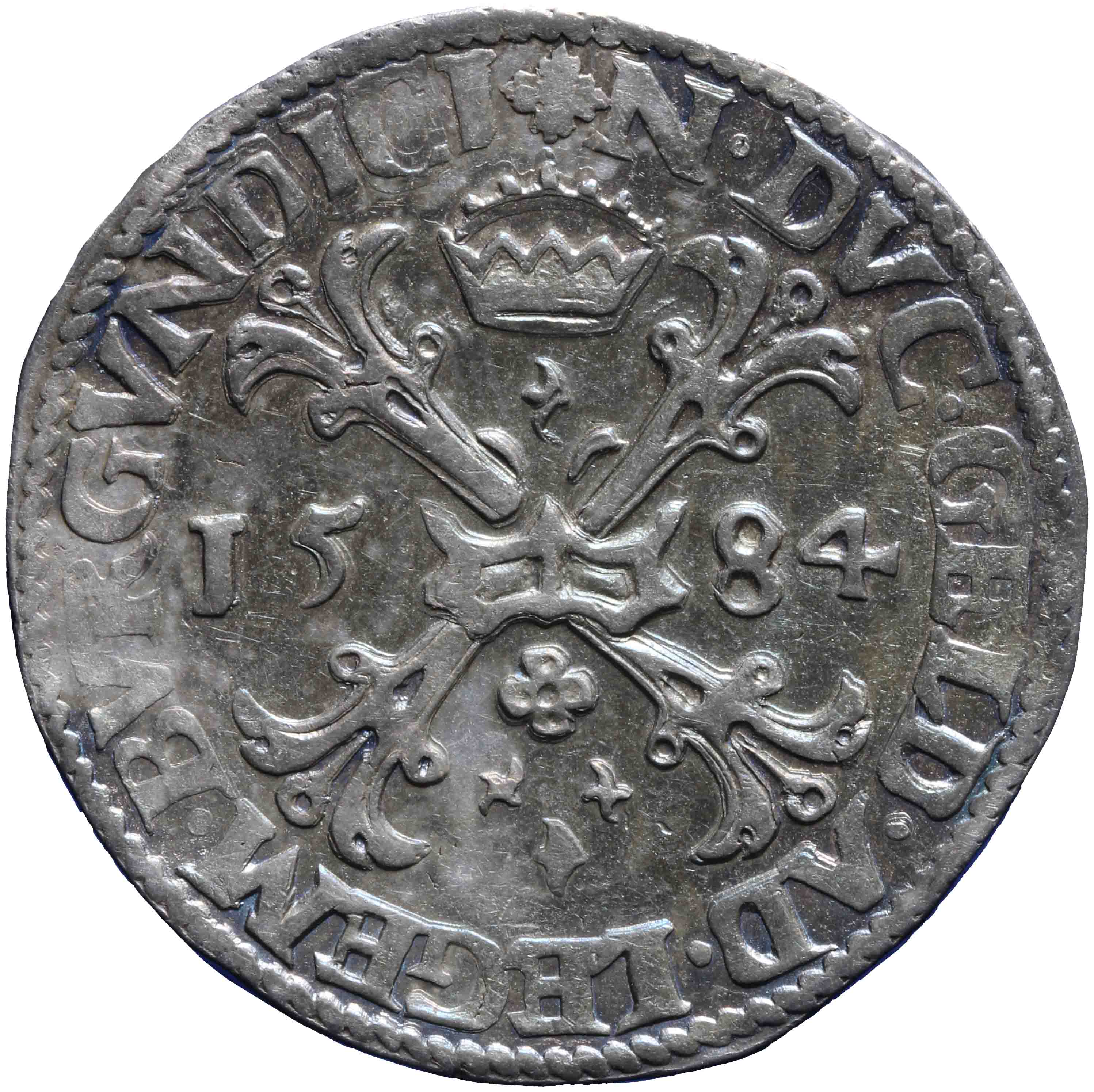 Afbeelding van de keerzijde. bourgondische kruisdaalder. Inventarisnummer:DNB-02548