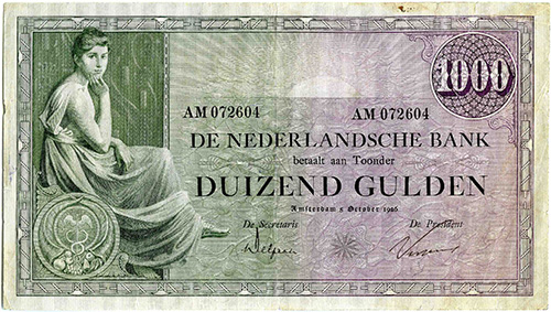 Afbeelding van de voorzijde. duizend gulden. Inventarisnummer:DNB-03328