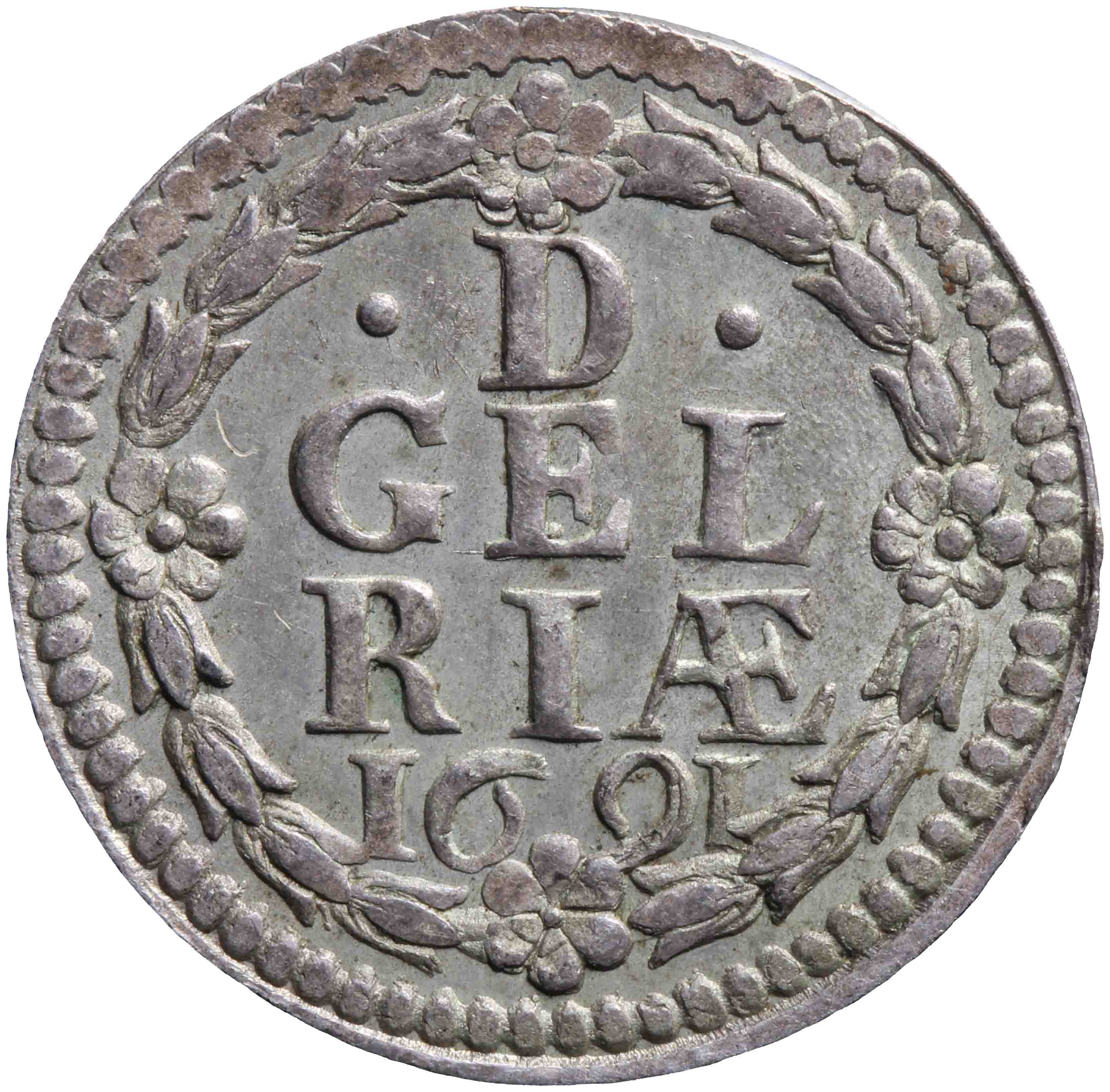 Afbeelding van de keerzijde. achtste stuiver of duit. Inventarisnummer:DNB-05187