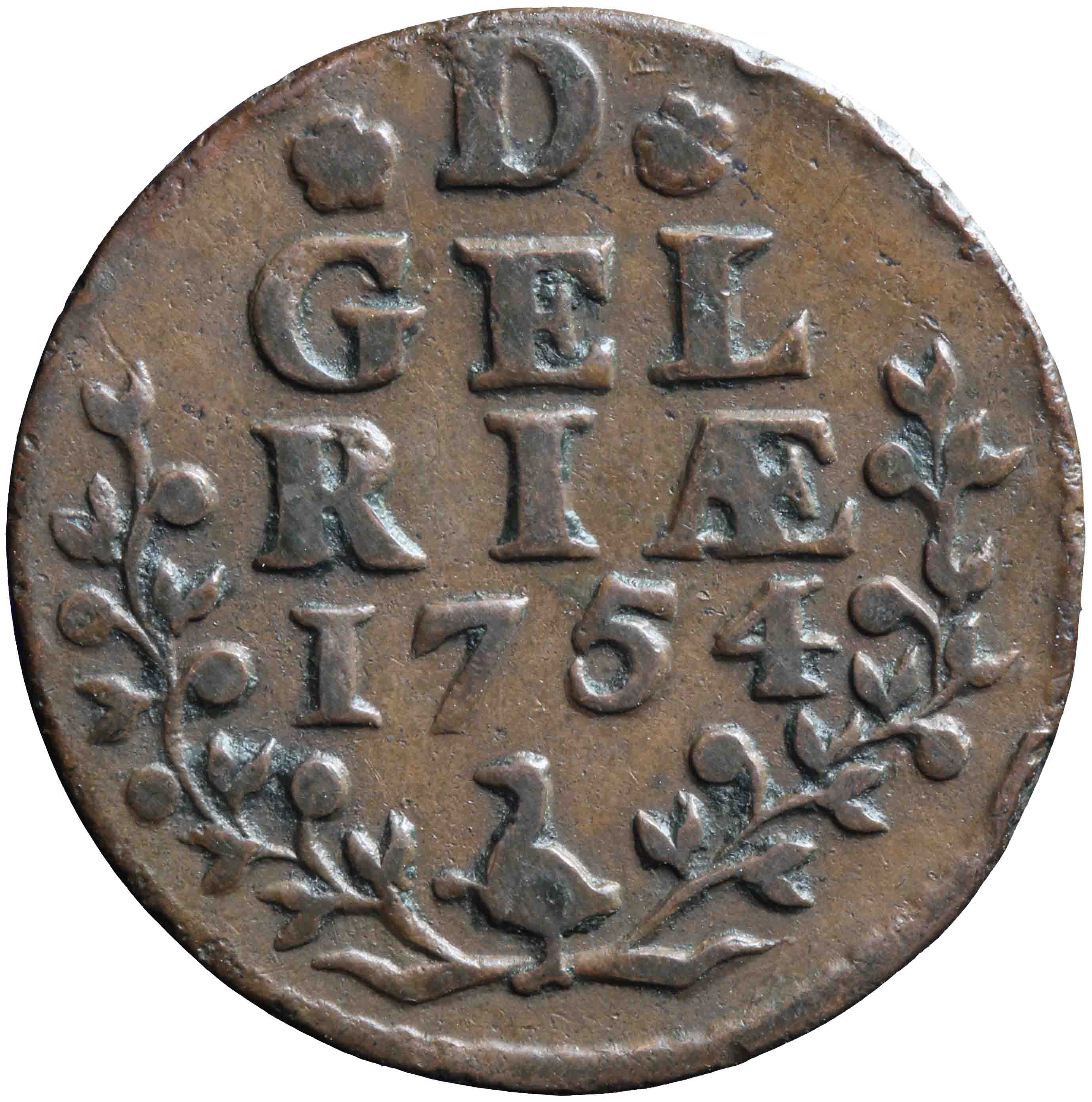 Afbeelding van de keerzijde. duit. Inventarisnummer:DNB-05195