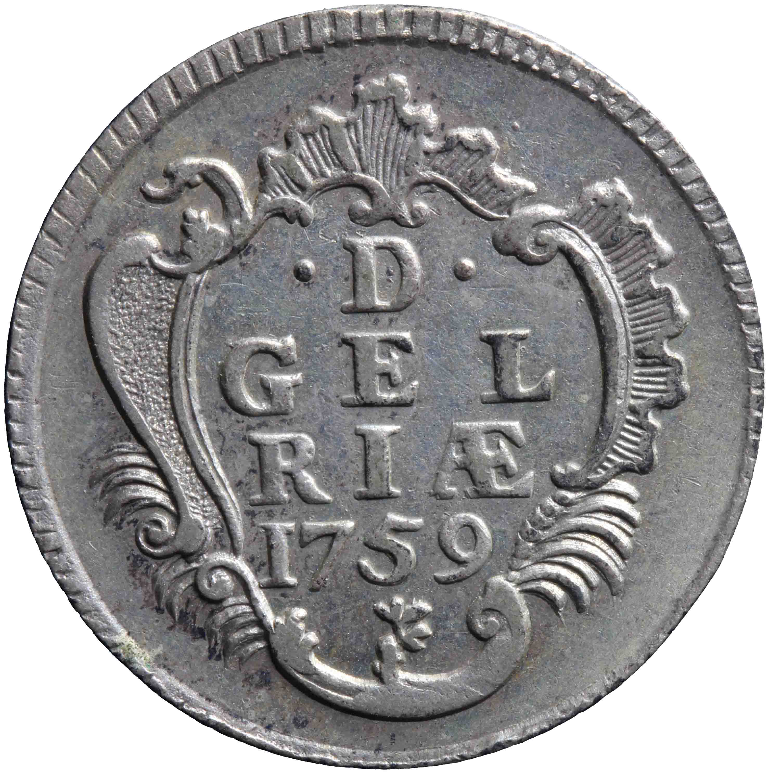 Afbeelding van de keerzijde. duit. Inventarisnummer:DNB-05205