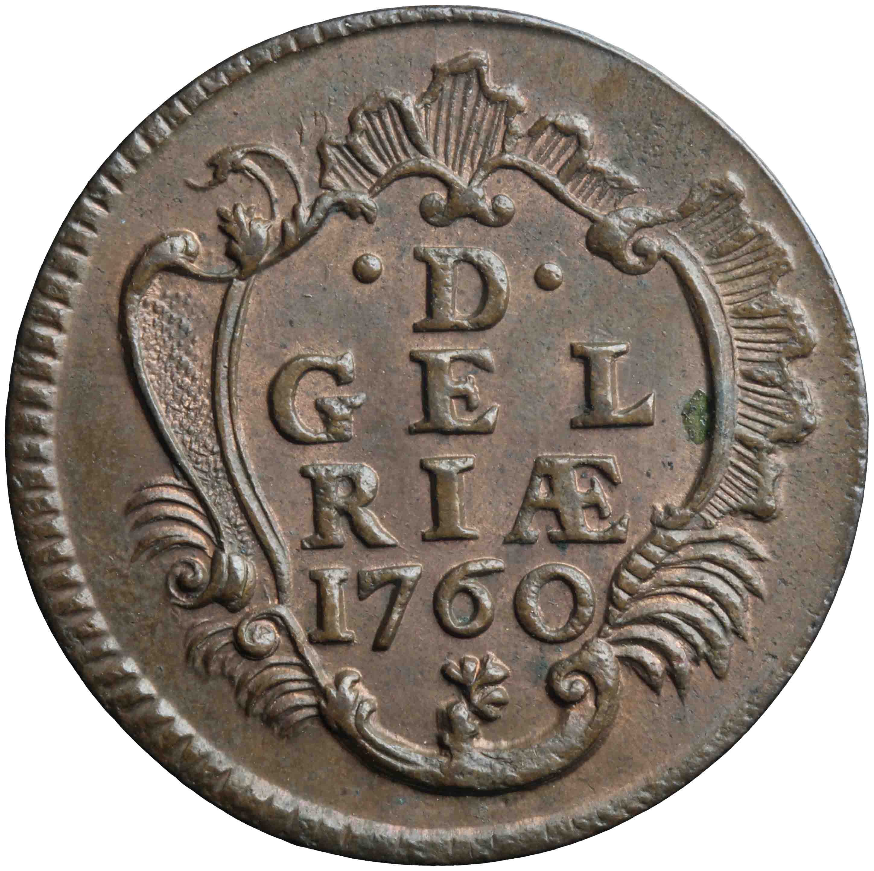 Afbeelding van de keerzijde. duit. Inventarisnummer:DNB-05207