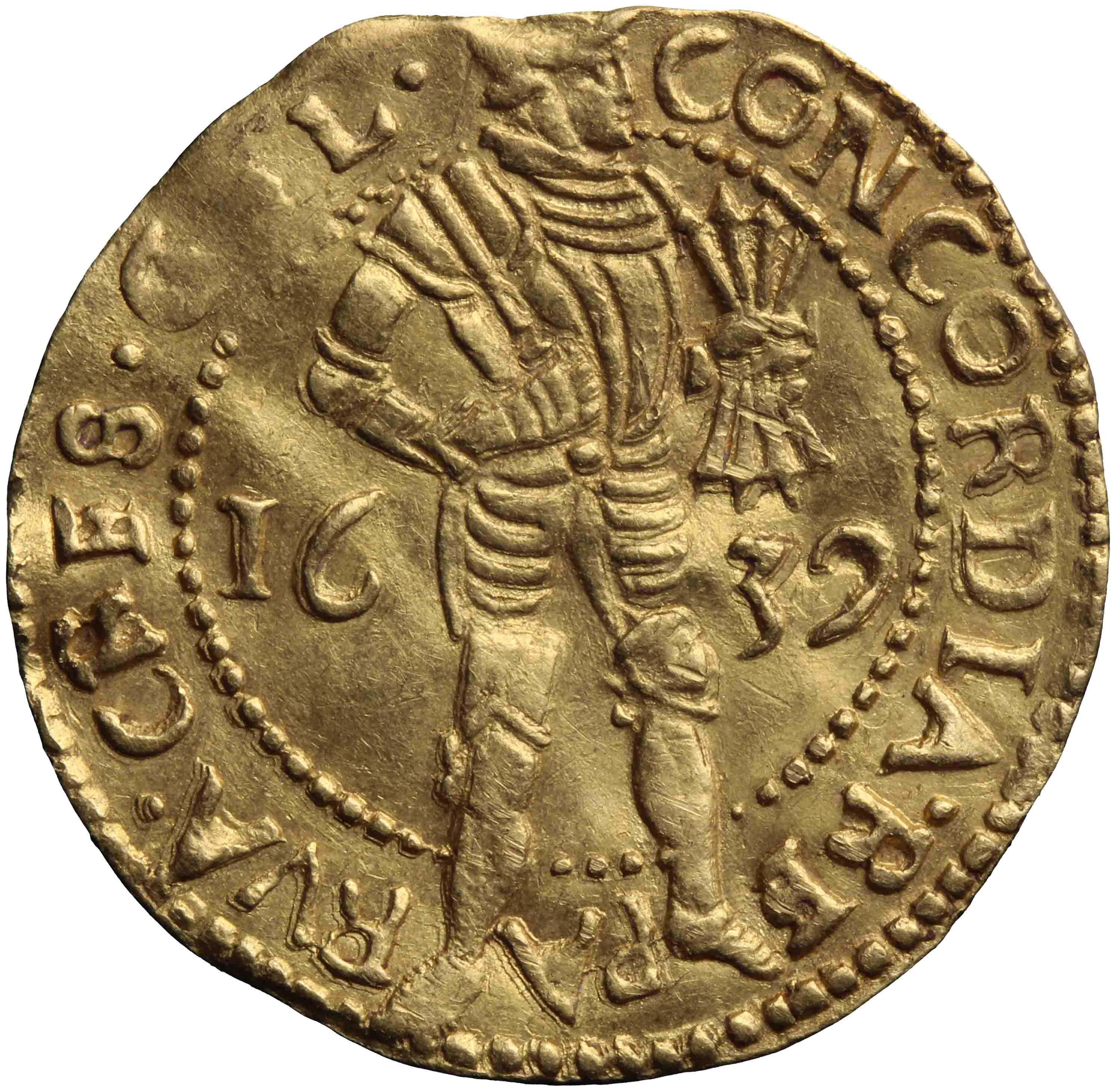 Afbeelding van de voorzijde. gouden dukaat. Inventarisnummer:DNB-05259
