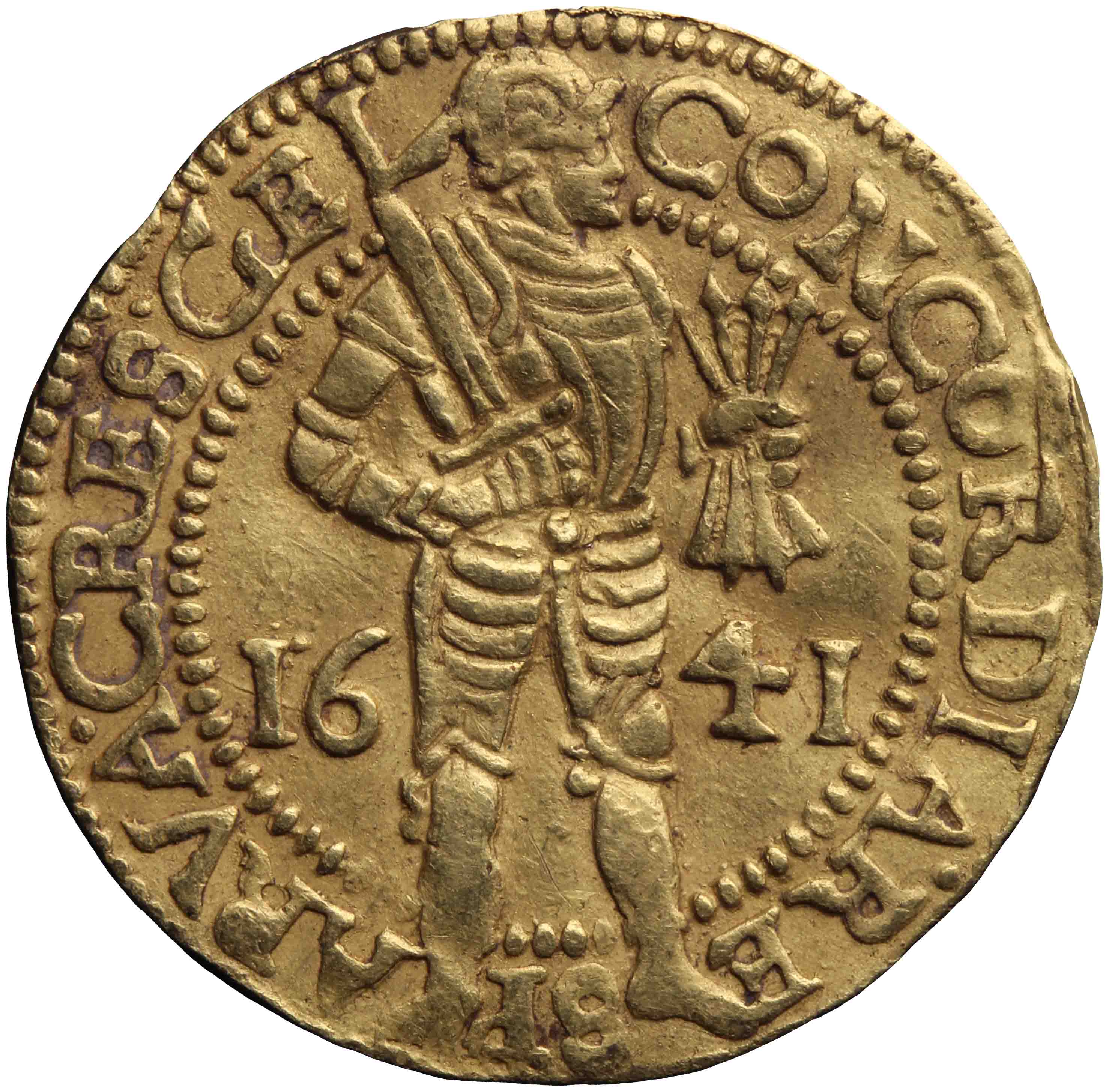 Afbeelding van de voorzijde. gouden dukaat. Inventarisnummer:DNB-05261