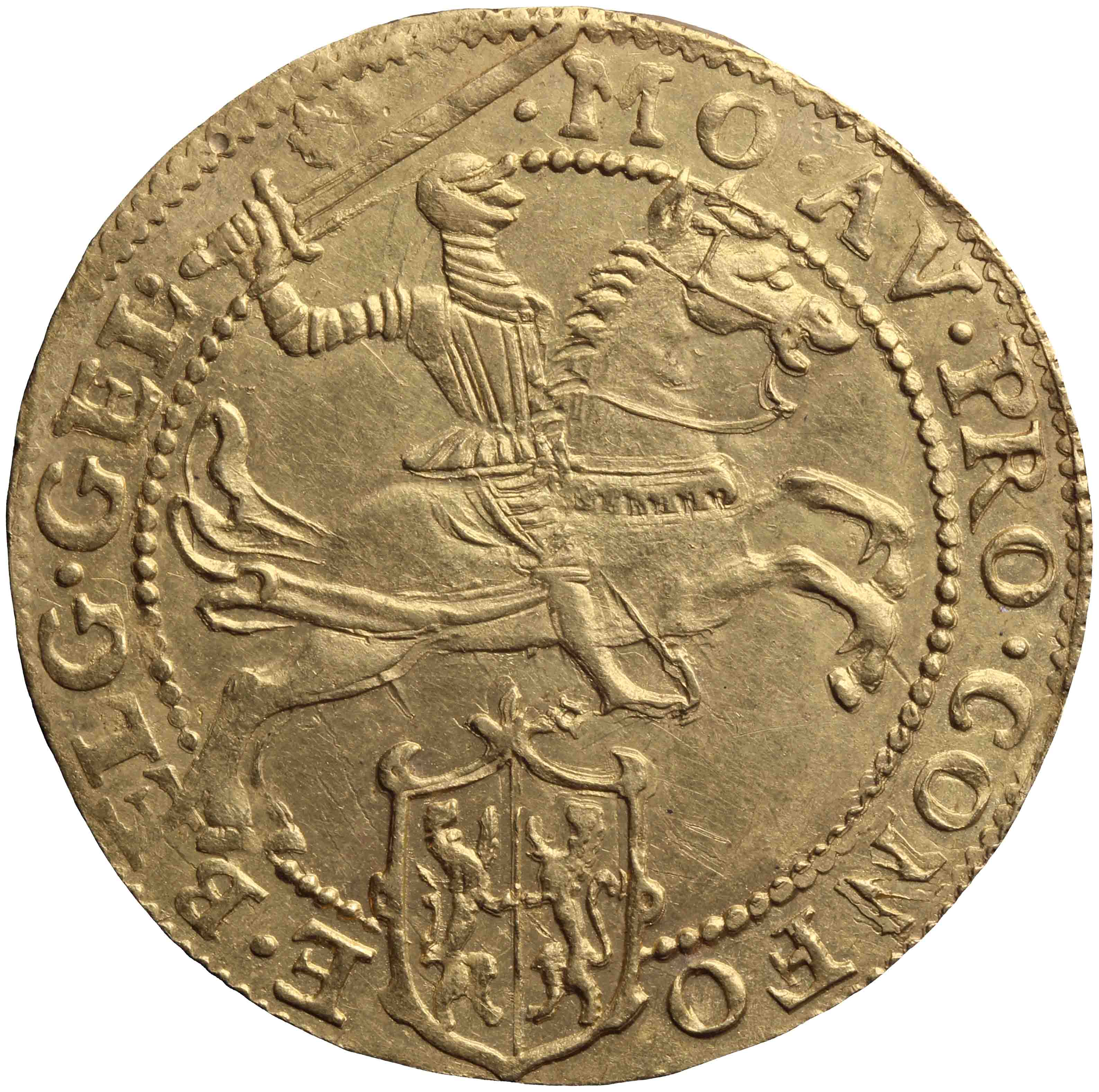 Afbeelding van de voorzijde. gouden rijder. Inventarisnummer:DNB-05297