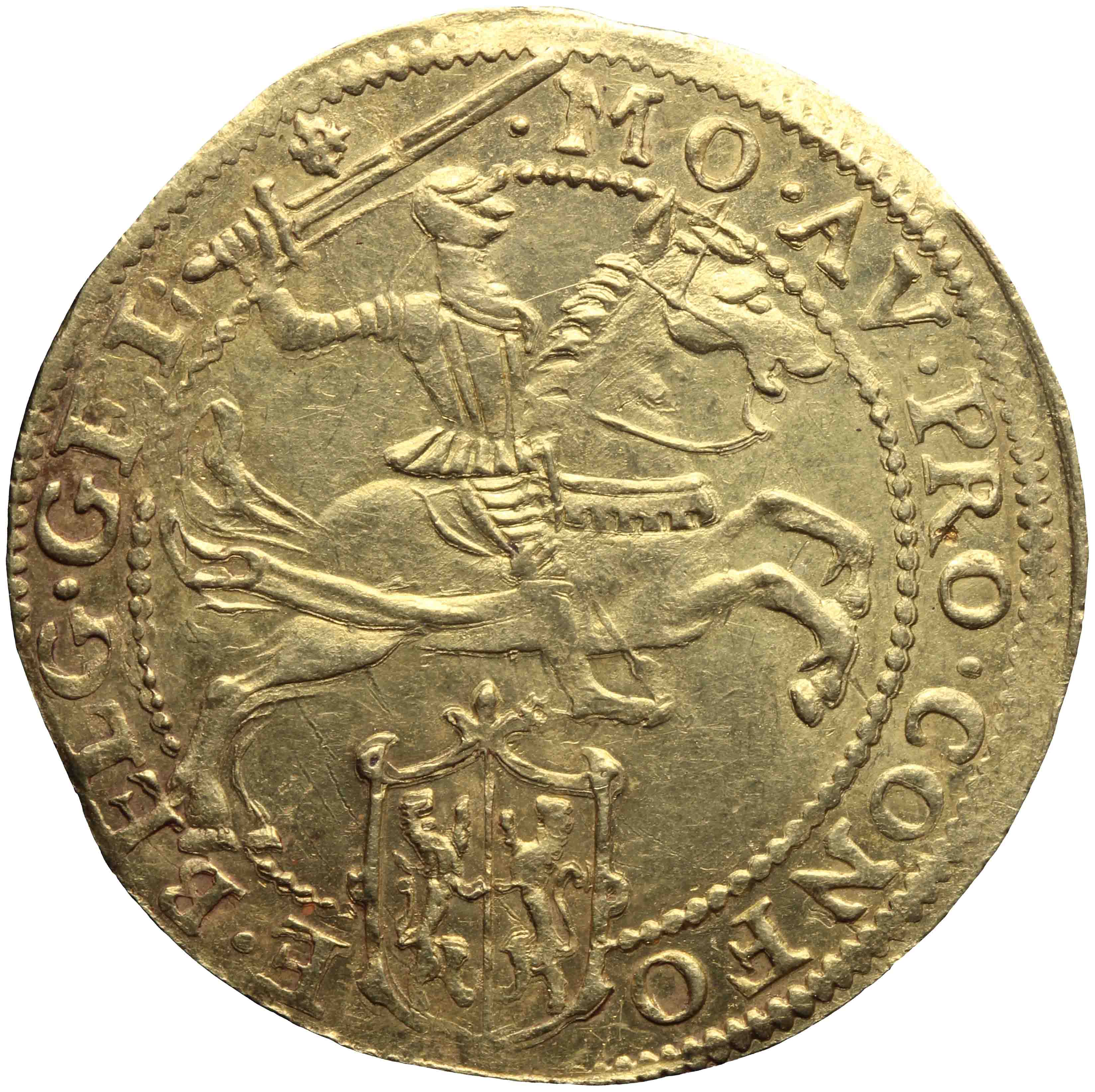 Afbeelding van de voorzijde. gouden rijder. Inventarisnummer:DNB-05298