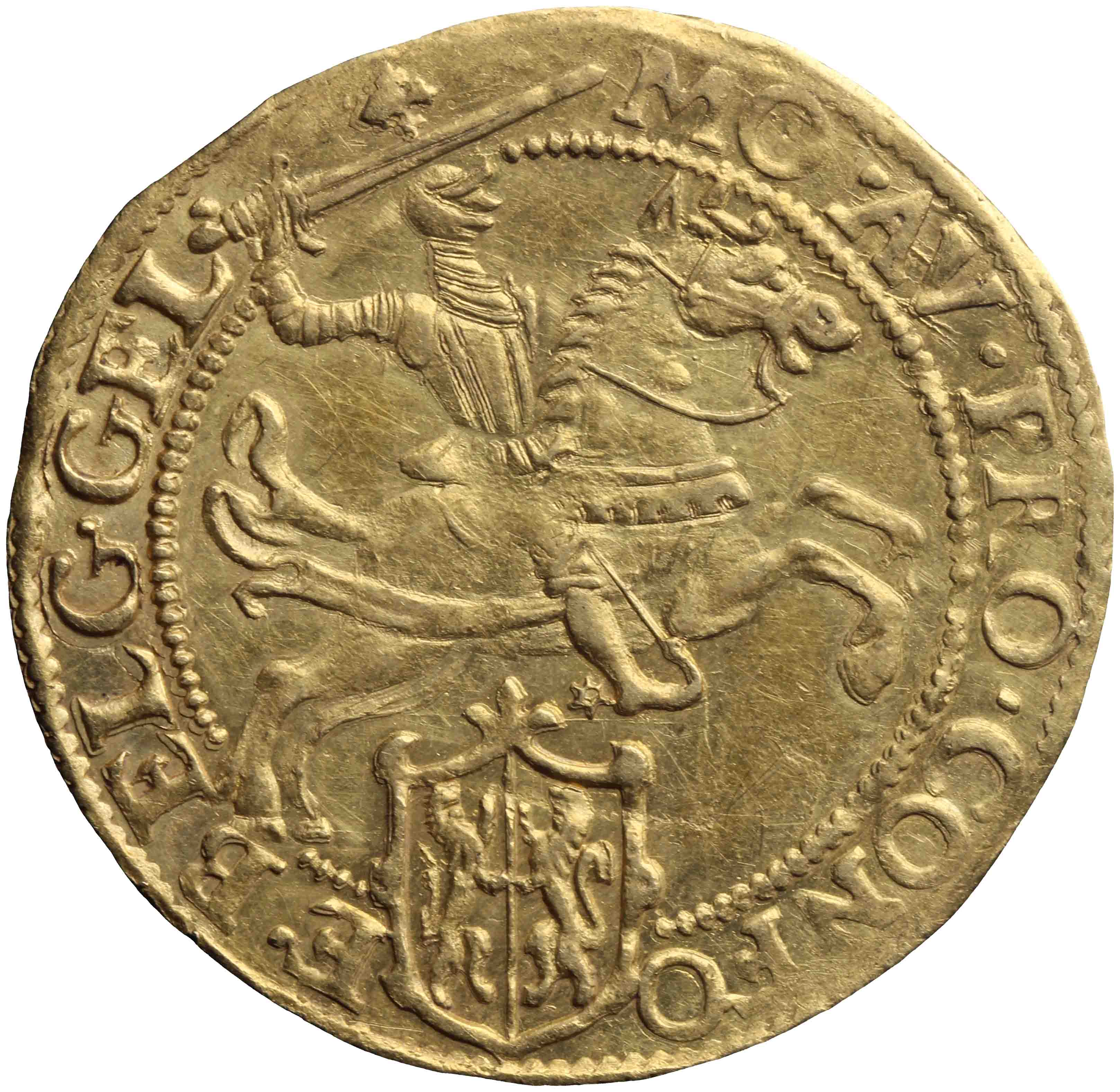 Afbeelding van de voorzijde. gouden rijder. Inventarisnummer:DNB-05299