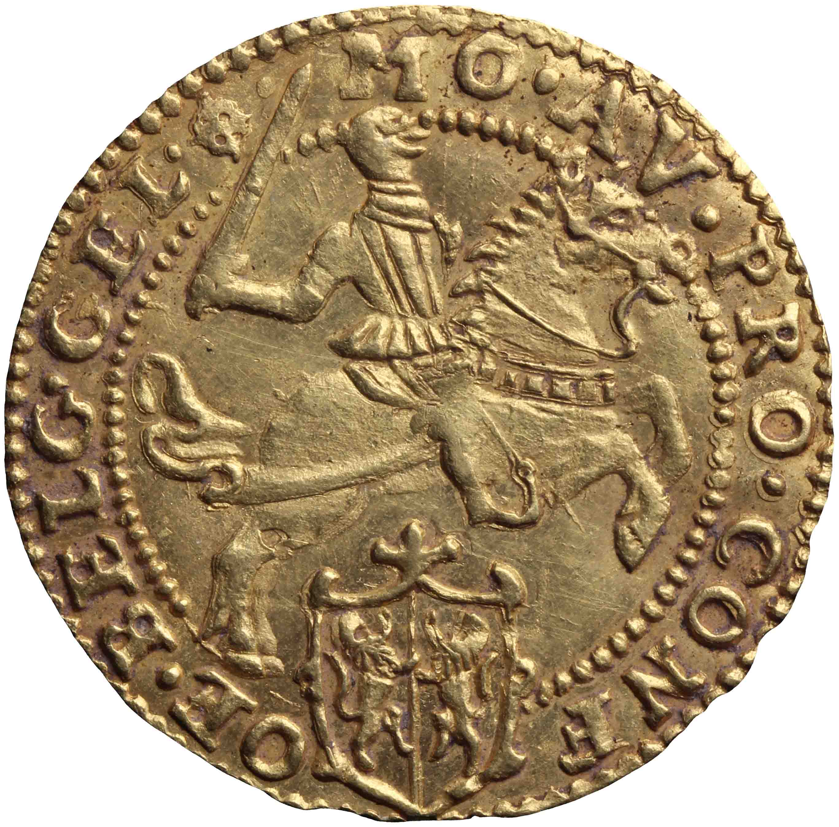 Afbeelding van de voorzijde. halve gouden rijder. Inventarisnummer:DNB-05320