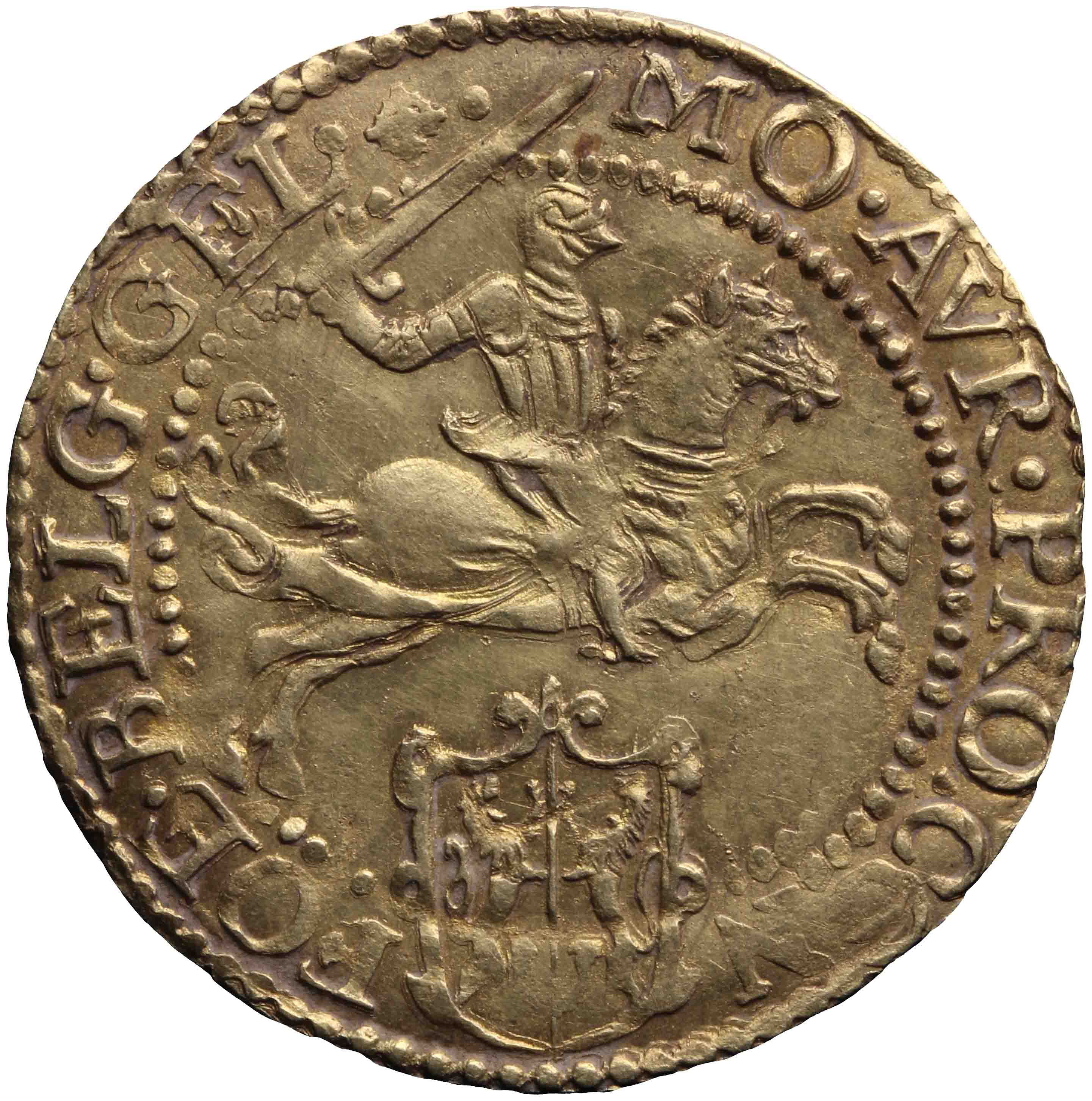 Afbeelding van de voorzijde. halve gouden rijder. Inventarisnummer:DNB-05324