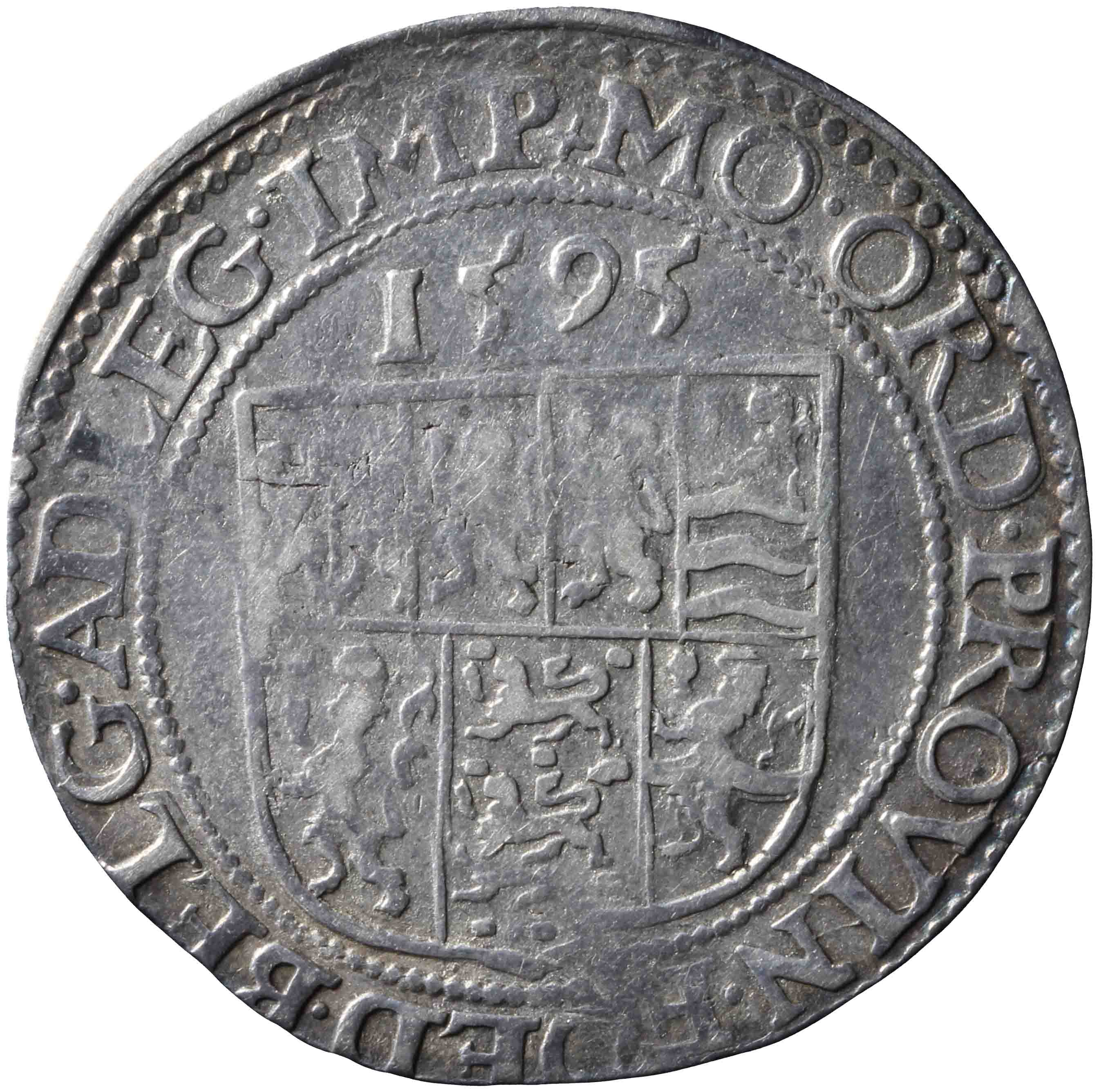 Afbeelding van de keerzijde. halve Leicester- of unierijksdaalder. Inventarisnummer:DNB-05345