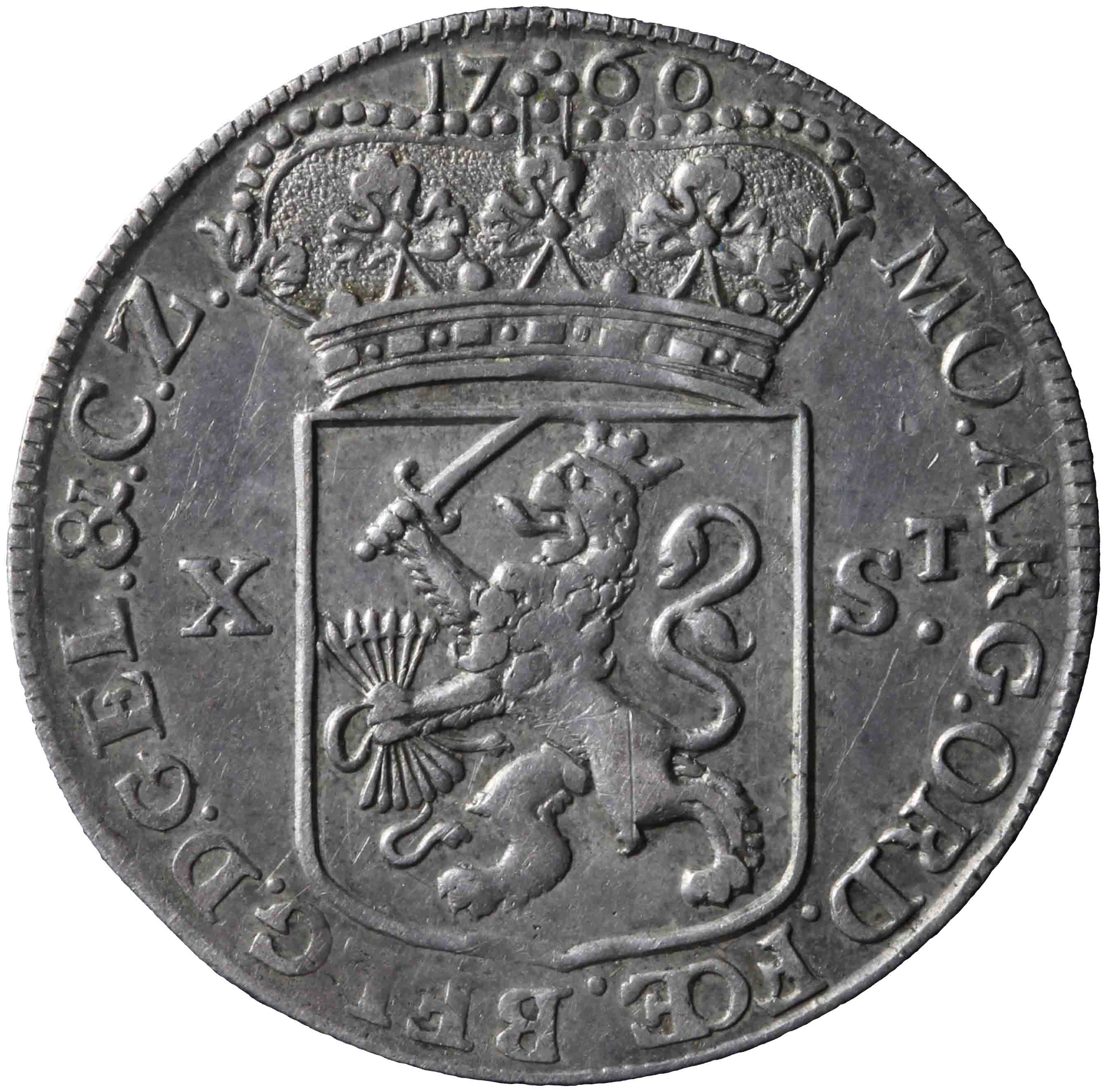 Afbeelding van de keerzijde. halve Generaliteitsgulden van tien stuiver. Inventarisnummer:DNB-05351