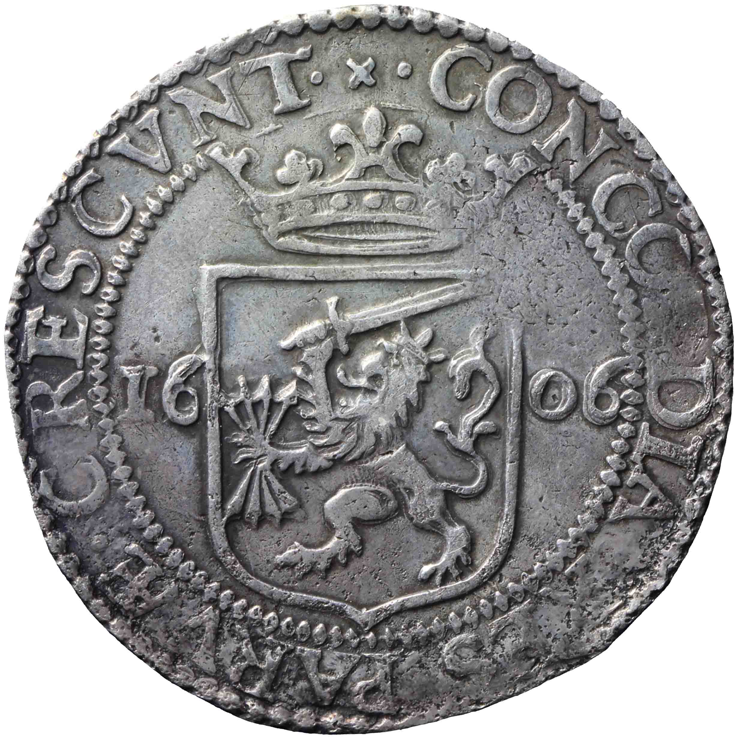 Afbeelding van de keerzijde. halve Nederlandse rijksdaalder. Inventarisnummer:DNB-05354
