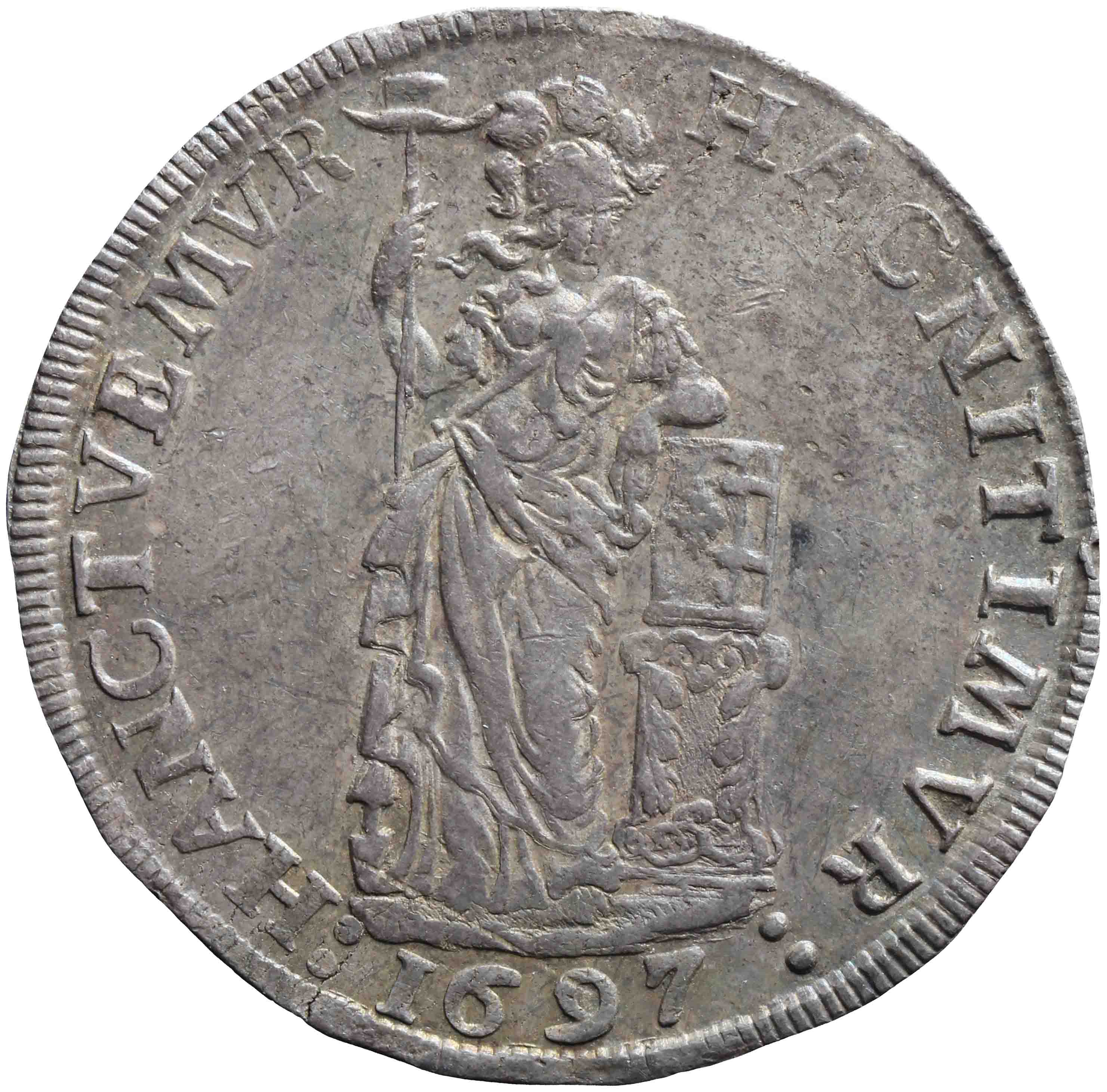 Afbeelding van de voorzijde. Generaliteits driegulden. Inventarisnummer:DNB-05421