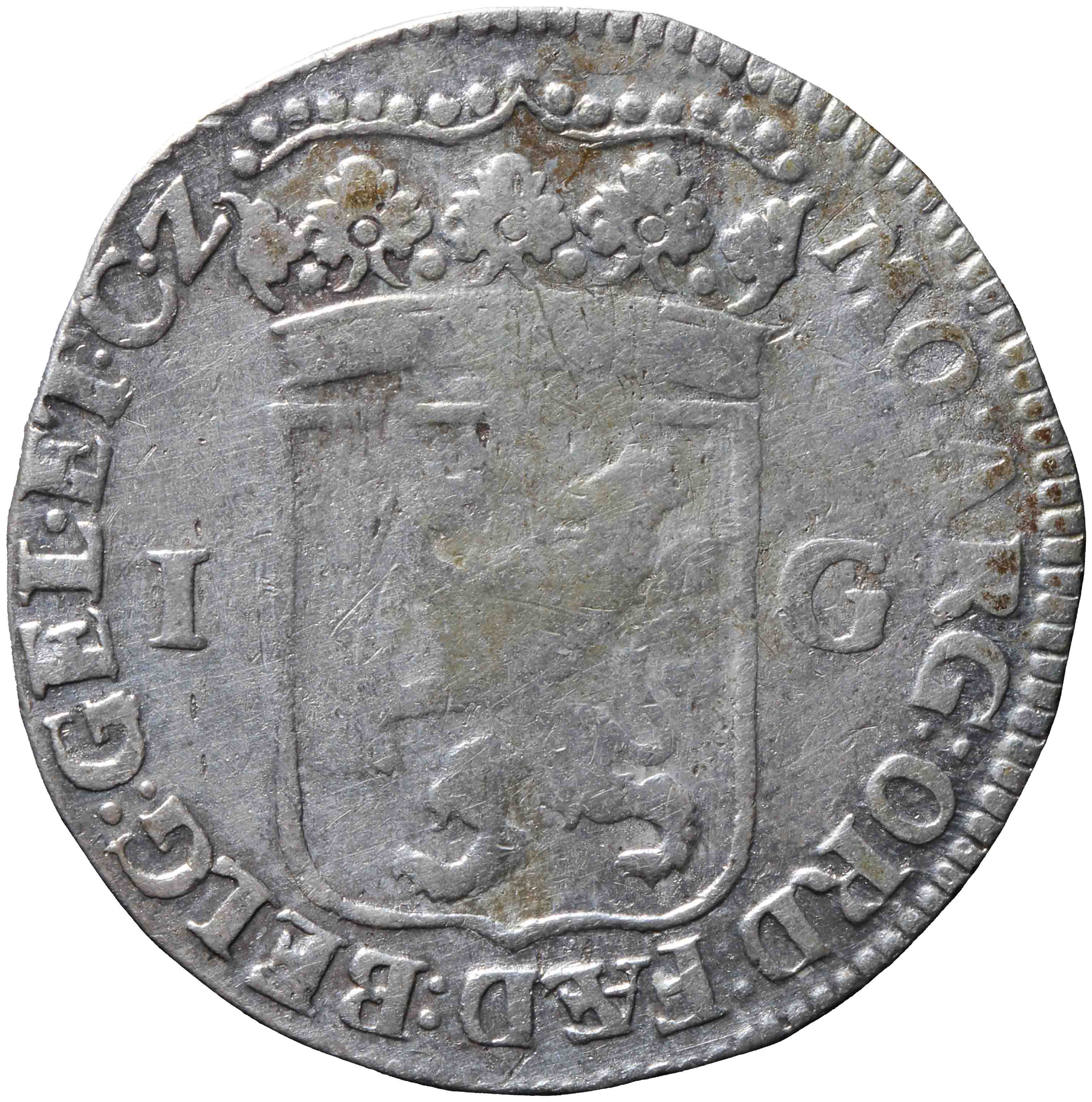 Afbeelding van de keerzijde. Generaliteitsgulden. Inventarisnummer:DNB-05427