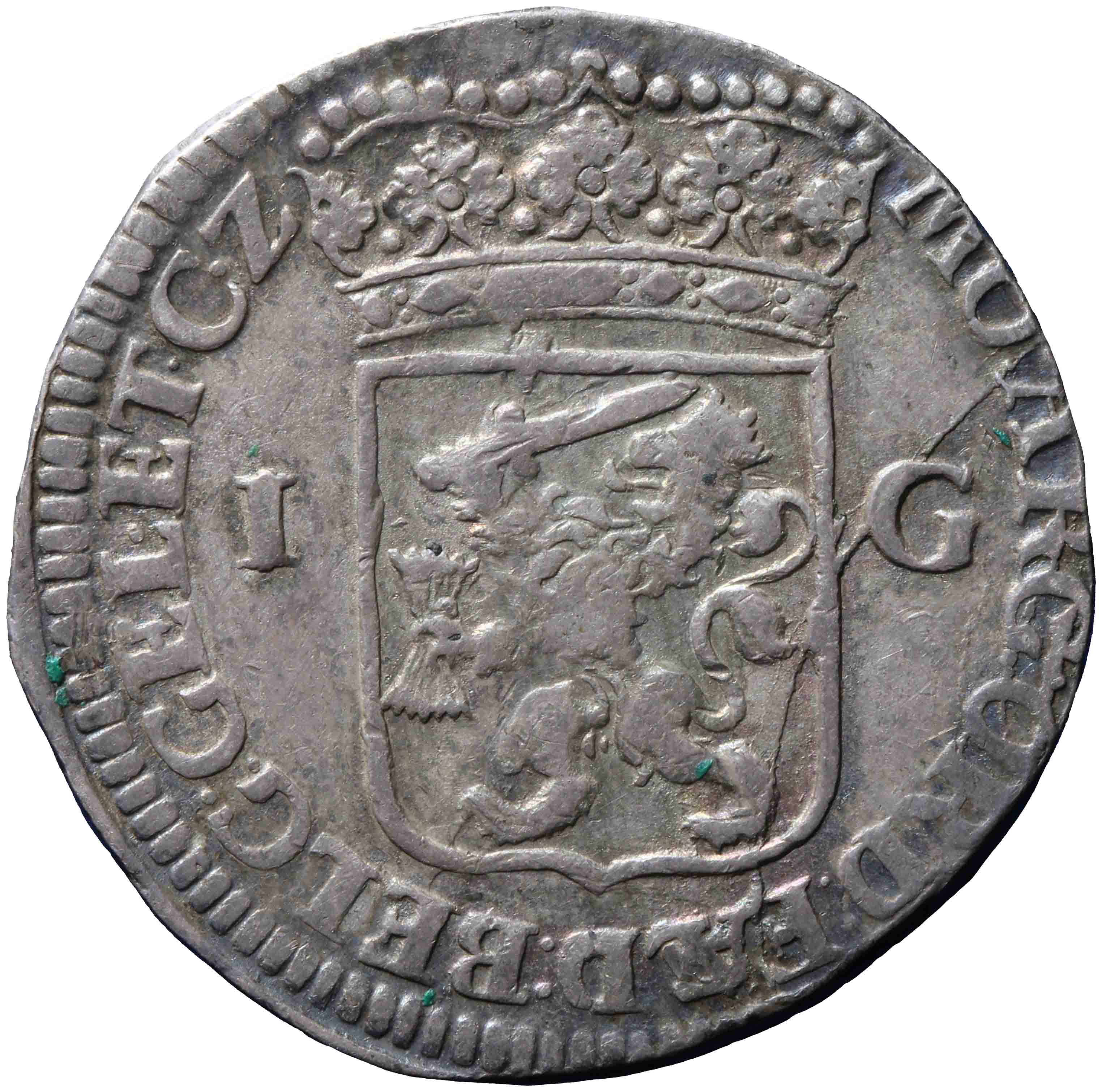 Afbeelding van de keerzijde. Generaliteitsgulden. Inventarisnummer:DNB-05429