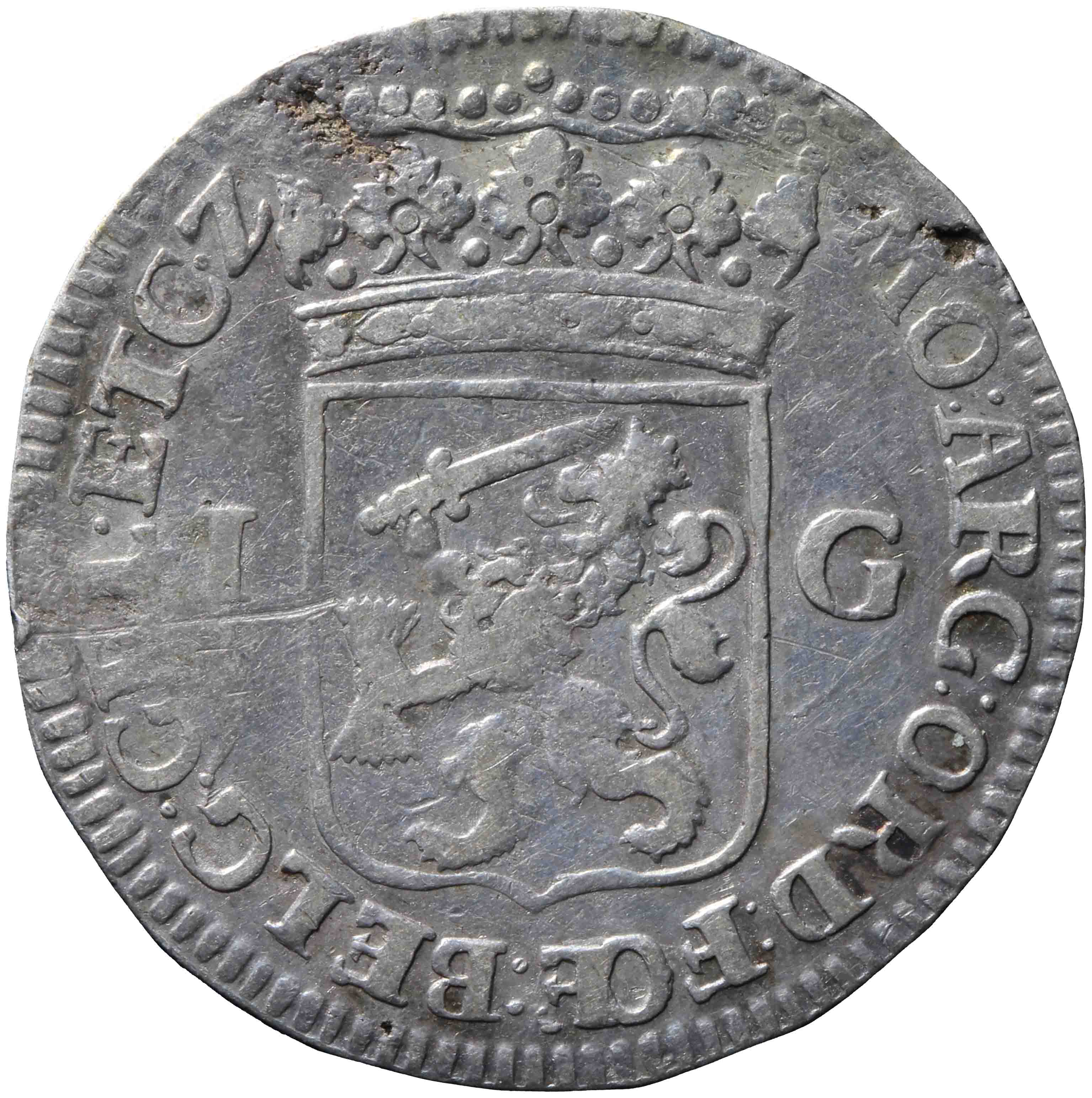 Afbeelding van de keerzijde. Generaliteitsgulden. Inventarisnummer:DNB-05431