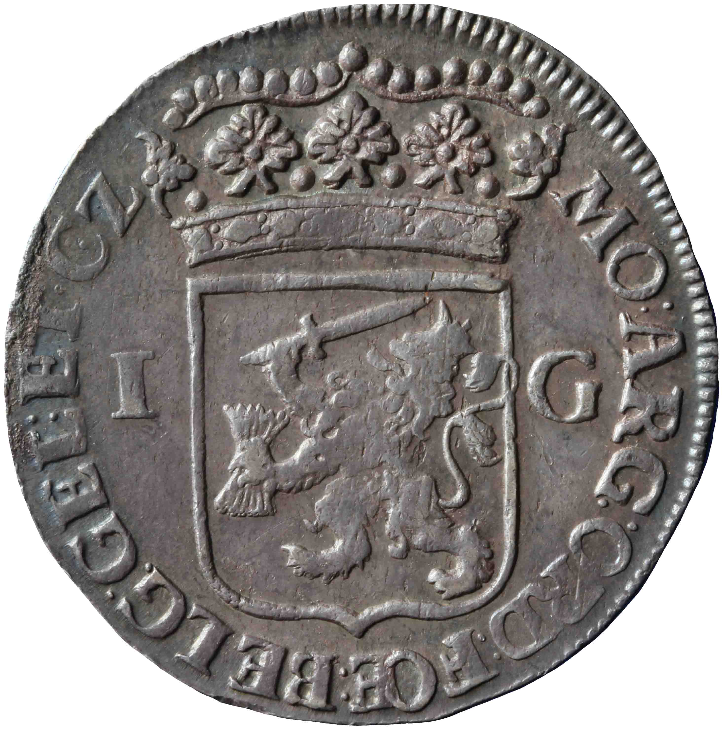 Afbeelding van de keerzijde. Generaliteitsgulden. Inventarisnummer:DNB-05435