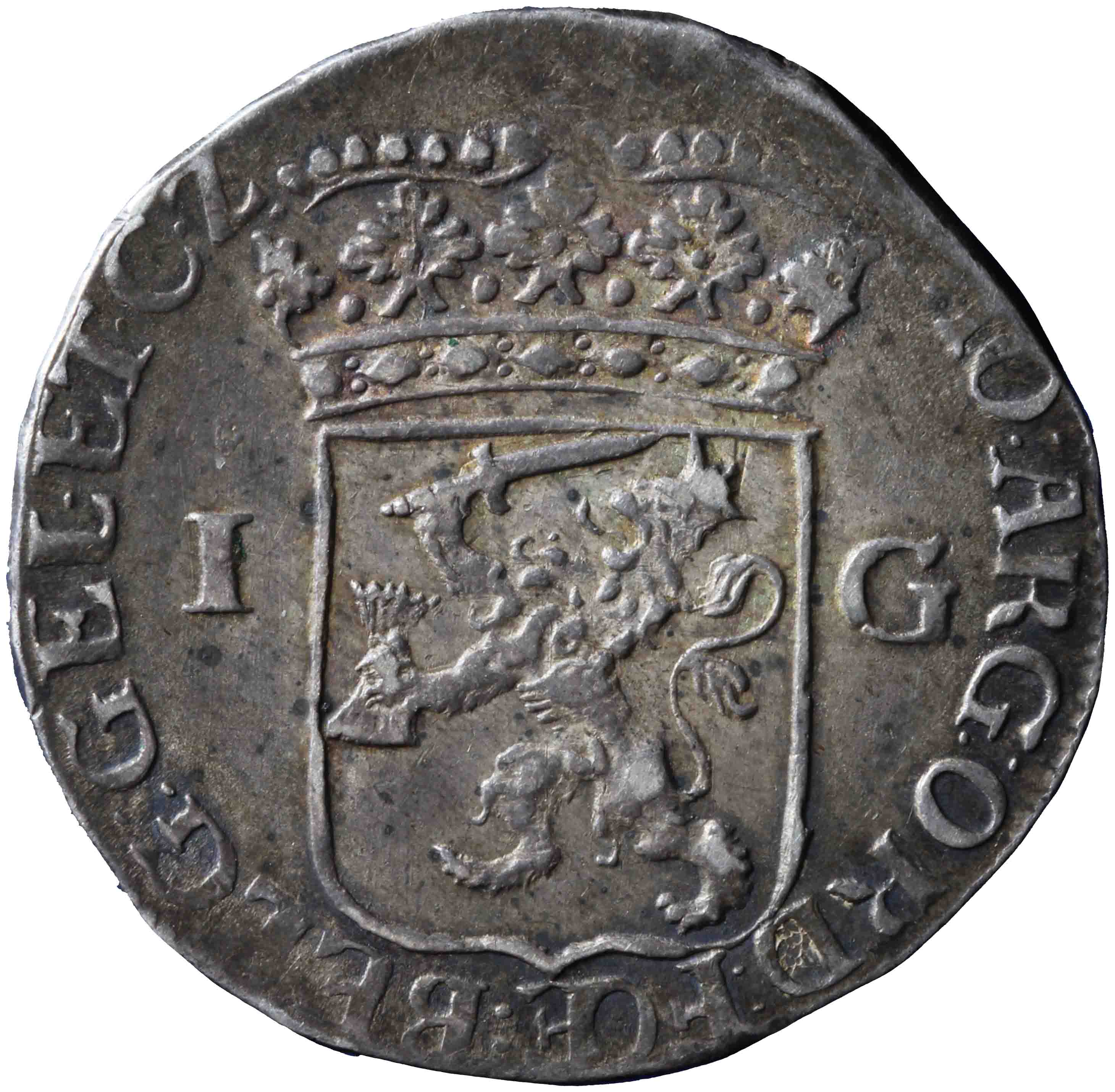 Afbeelding van de keerzijde. Generaliteitsgulden. Inventarisnummer:DNB-05436