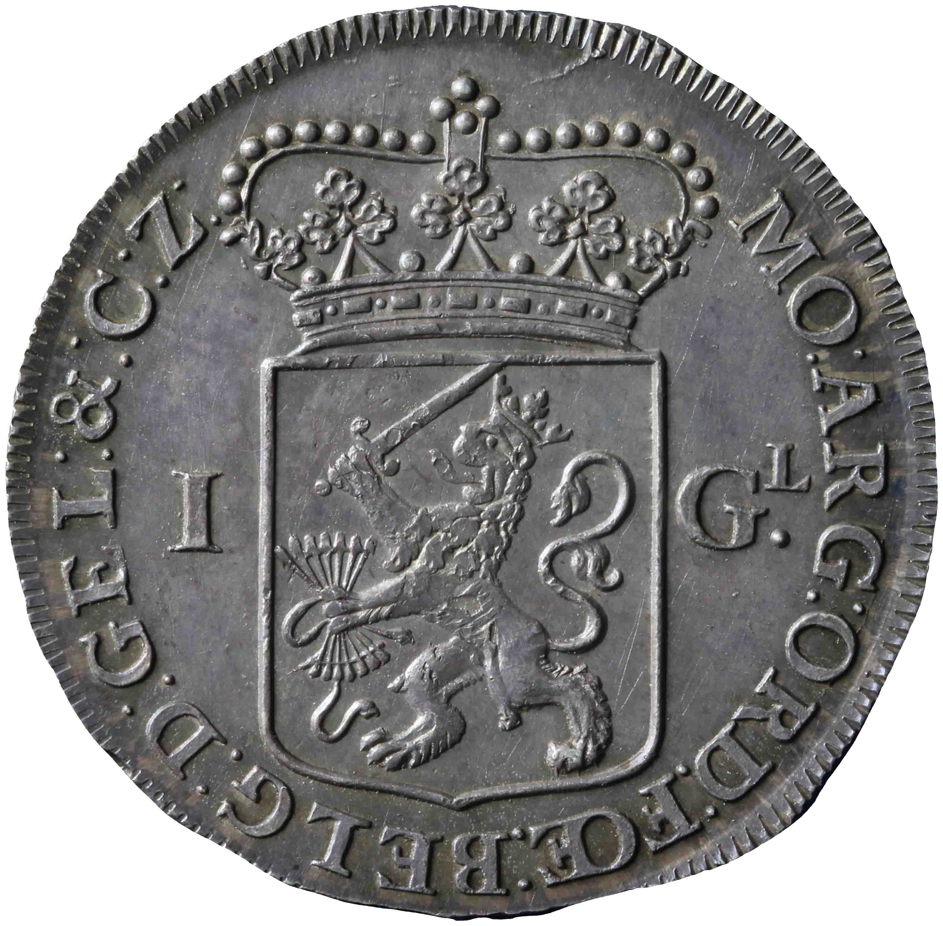 Afbeelding van de keerzijde. Generaliteitsgulden. Inventarisnummer:DNB-05441