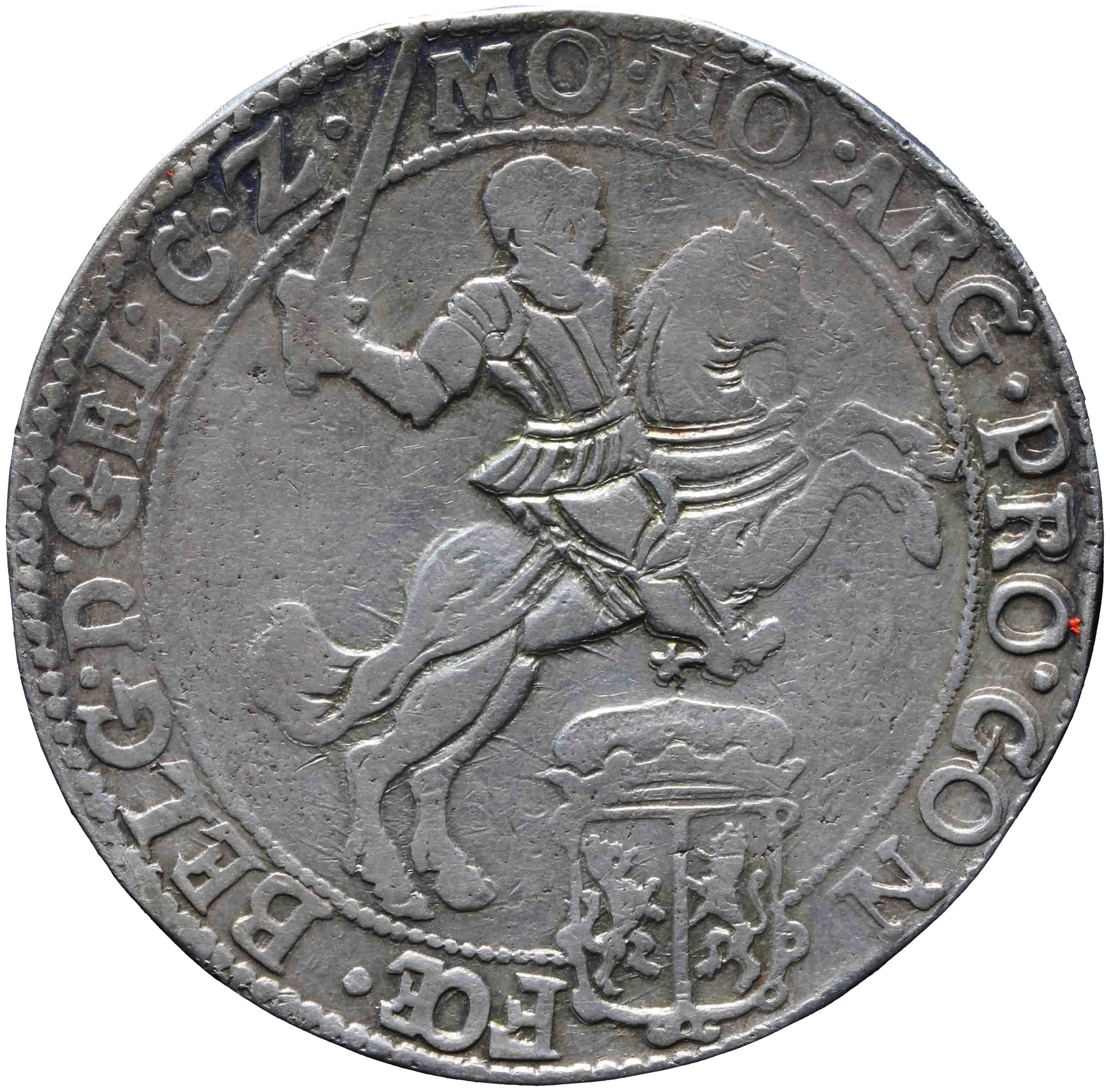 Afbeelding van de voorzijde. zilveren rijder of dukaton. Inventarisnummer:DNB-05532