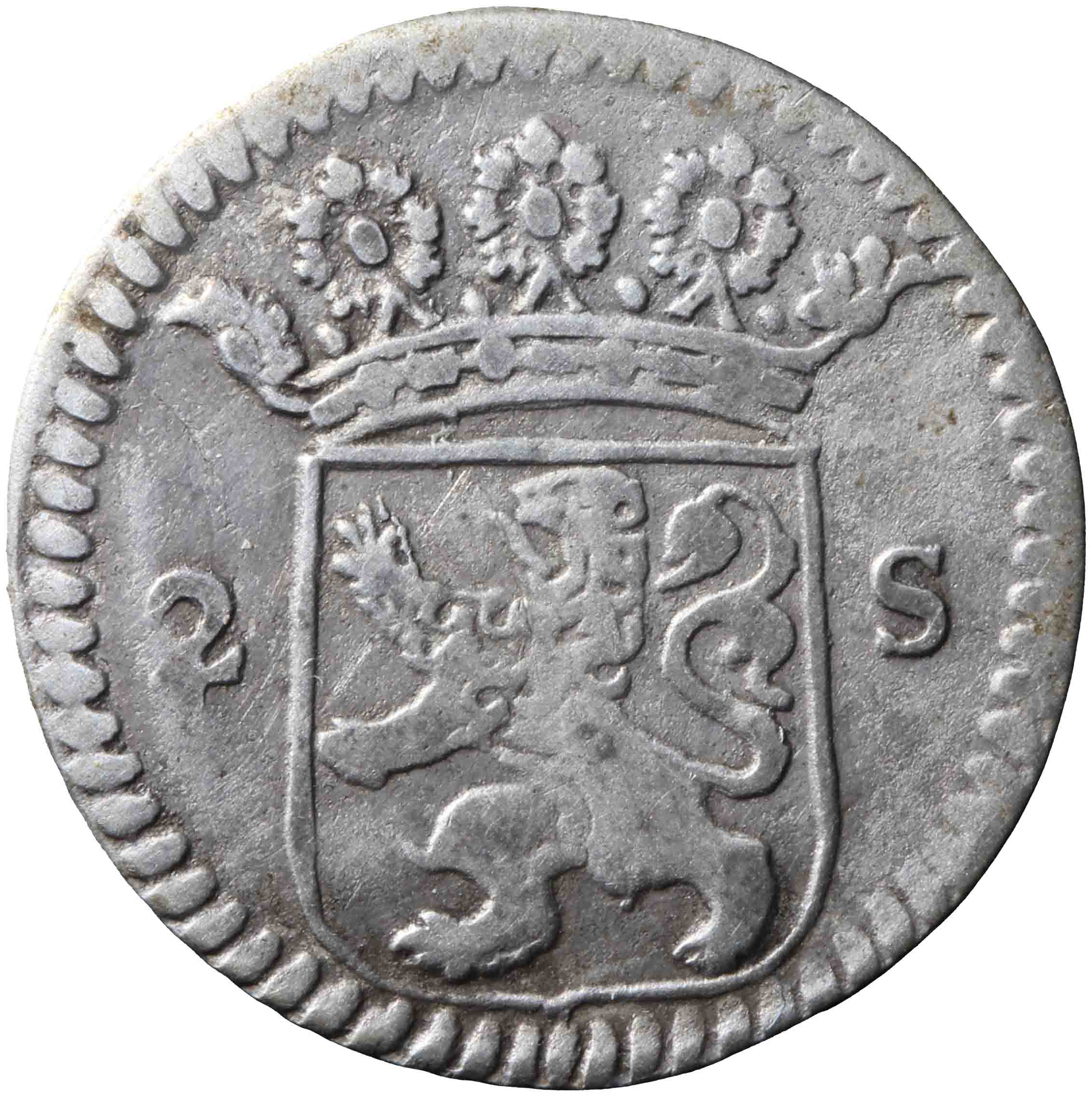 Afbeelding van de voorzijde. dubbele wapenstuiver. Inventarisnummer:DNB-05615