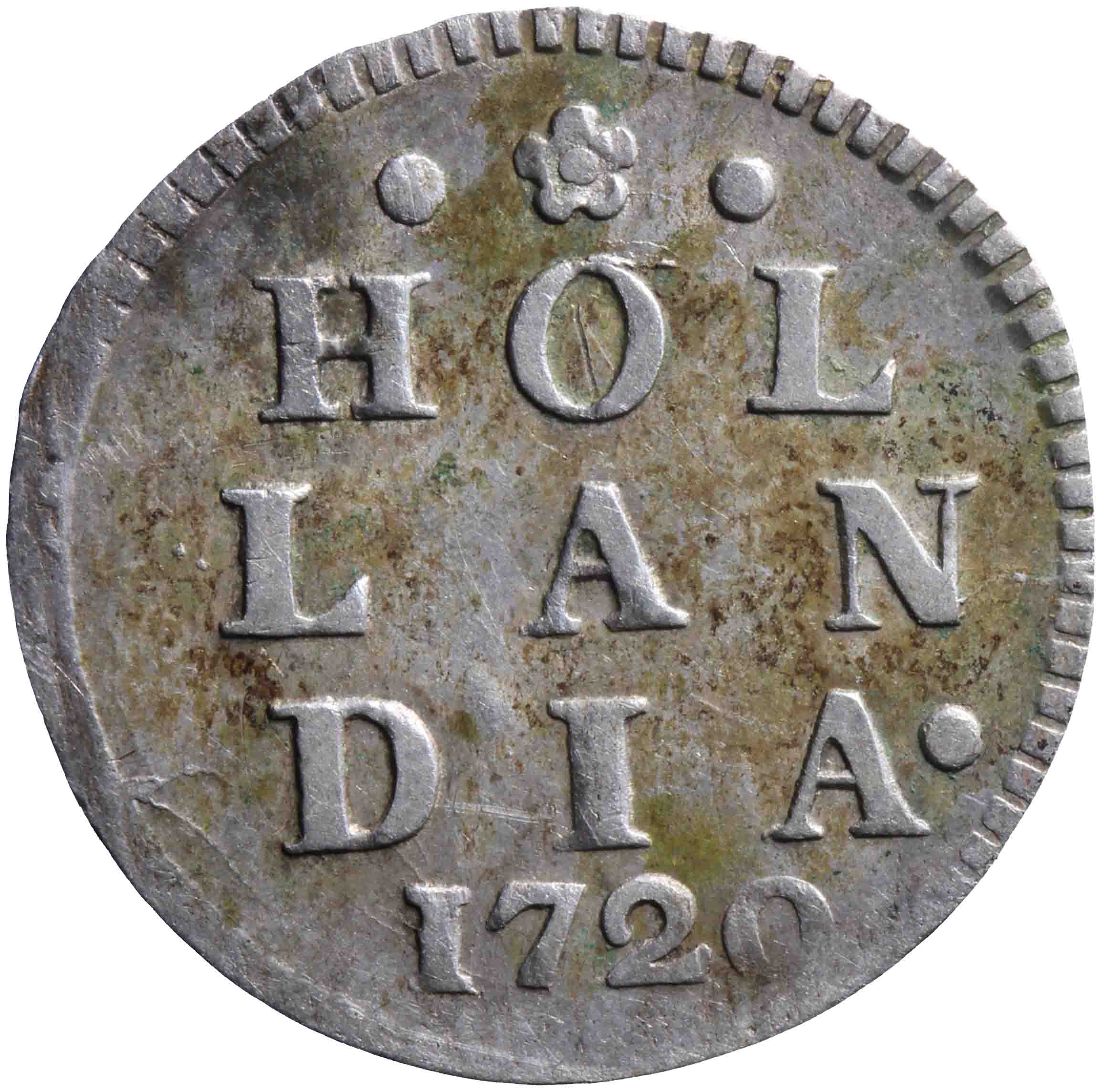 Afbeelding van de keerzijde. dubbele wapenstuiver. Inventarisnummer:DNB-05625