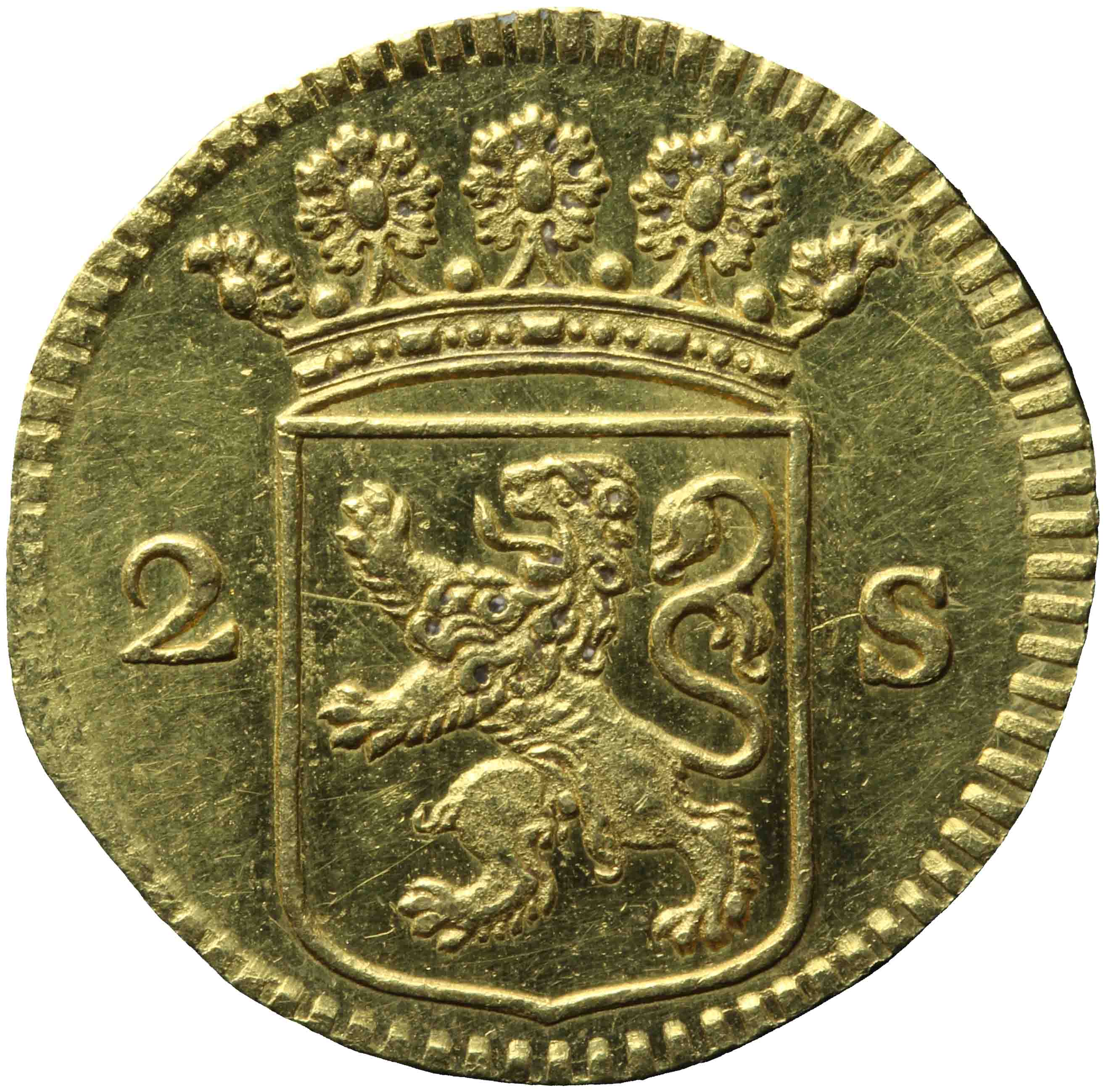 Afbeelding van de voorzijde. dubbele wapenstuiver. Inventarisnummer:DNB-05646