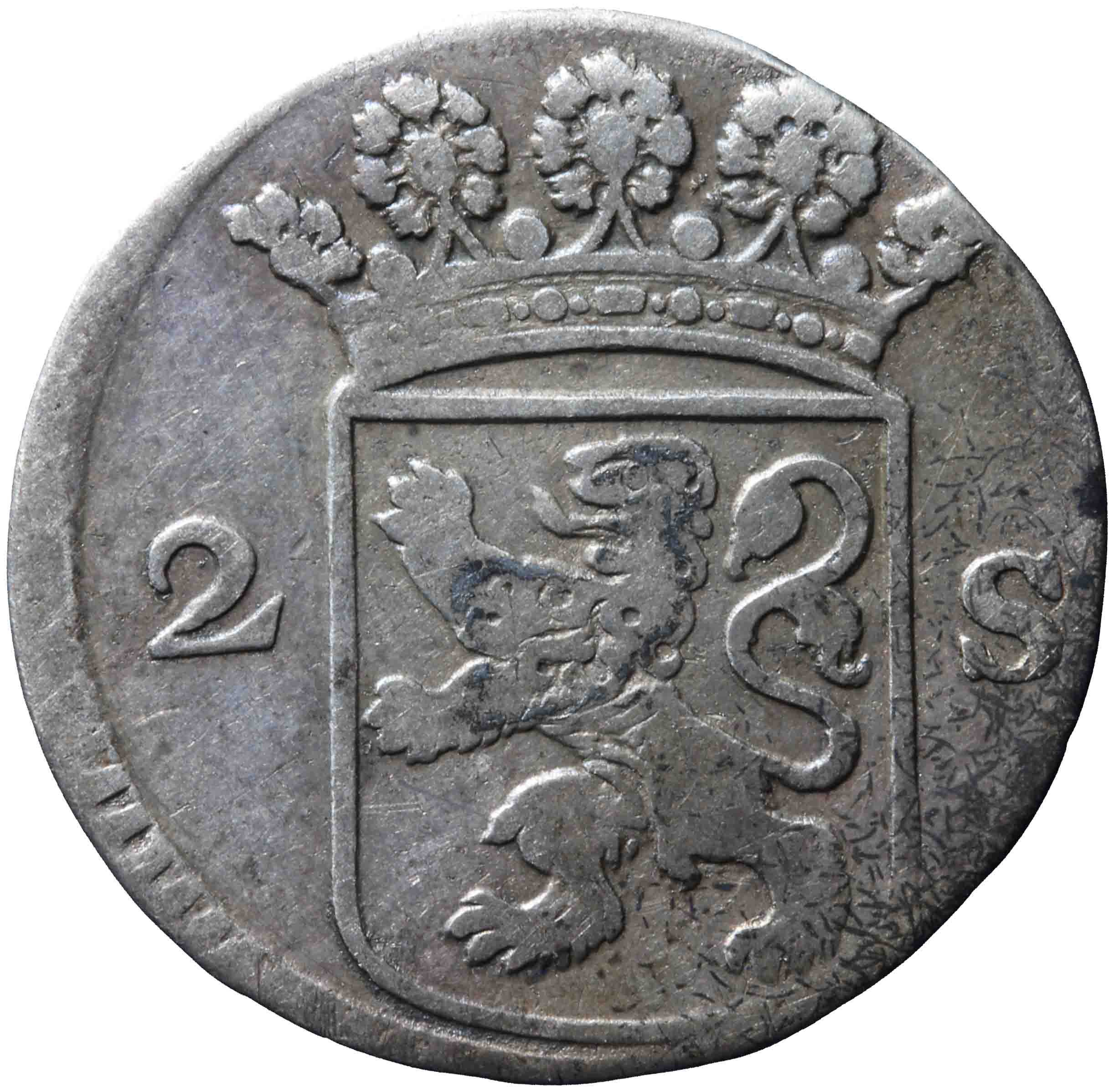 Afbeelding van de voorzijde. dubbele wapenstuiver. Inventarisnummer:DNB-05650