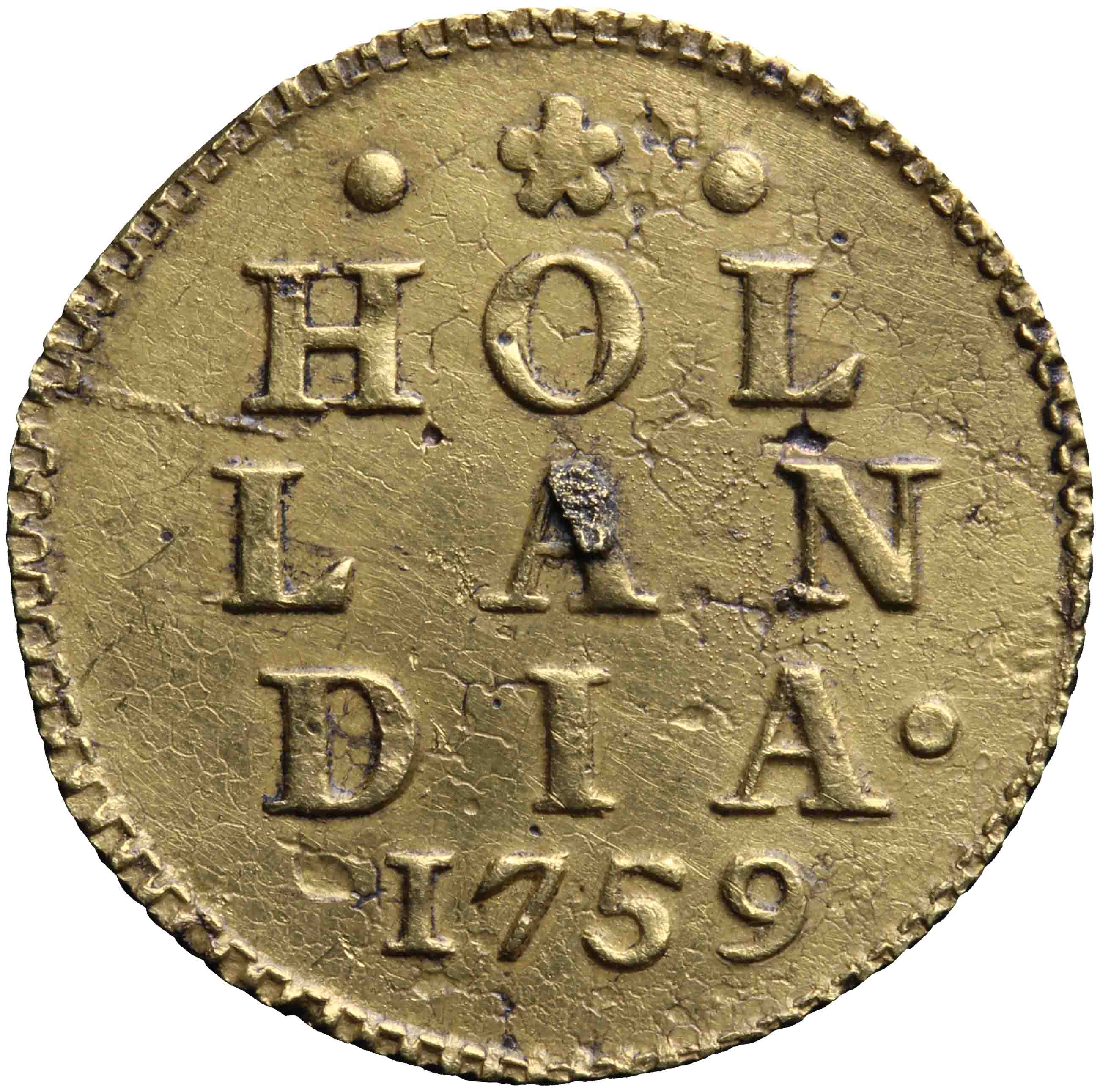Afbeelding van de keerzijde. dubbele wapenstuiver. Inventarisnummer:DNB-05666