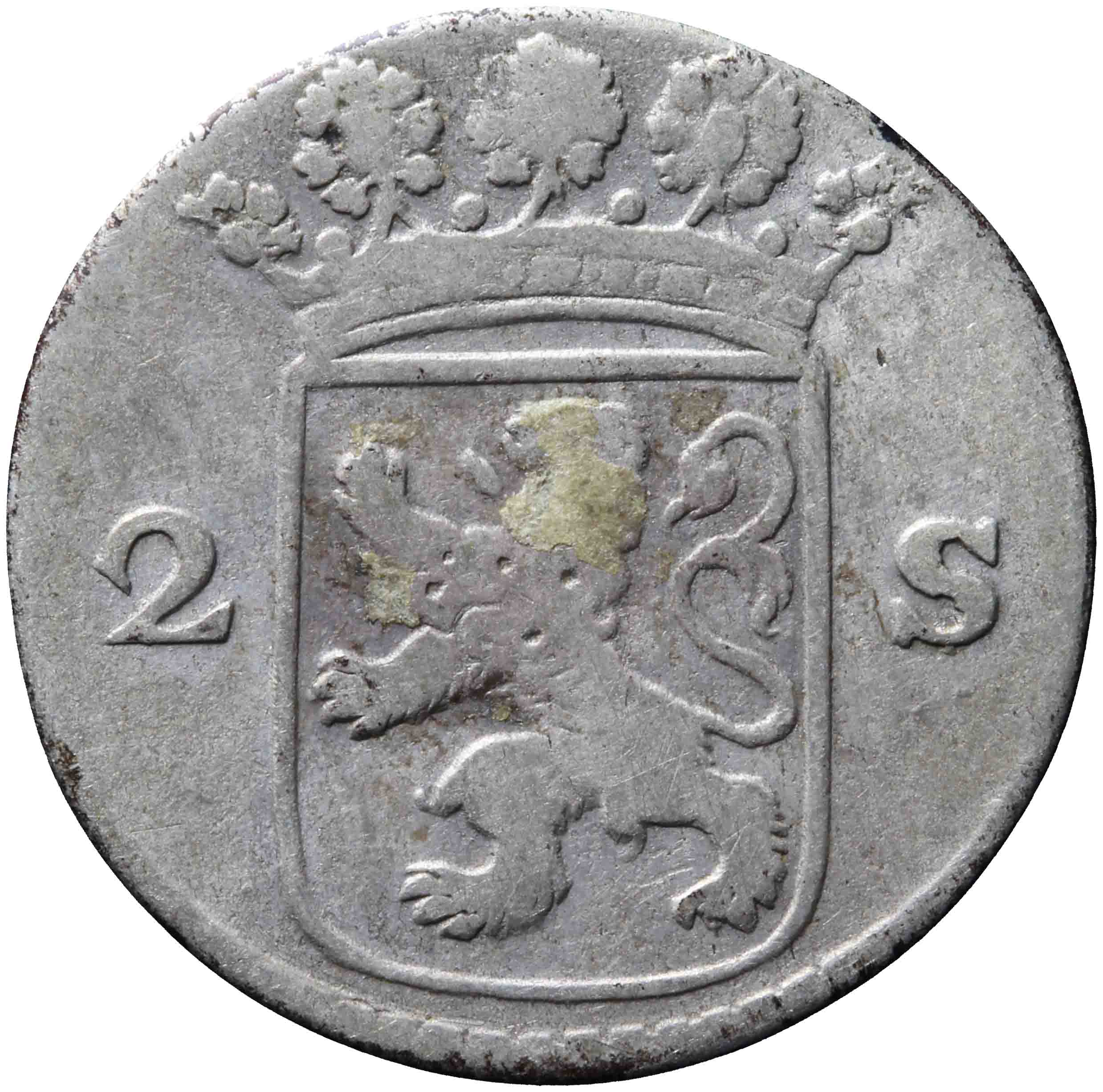Afbeelding van de voorzijde. dubbele wapenstuiver. Inventarisnummer:DNB-05674