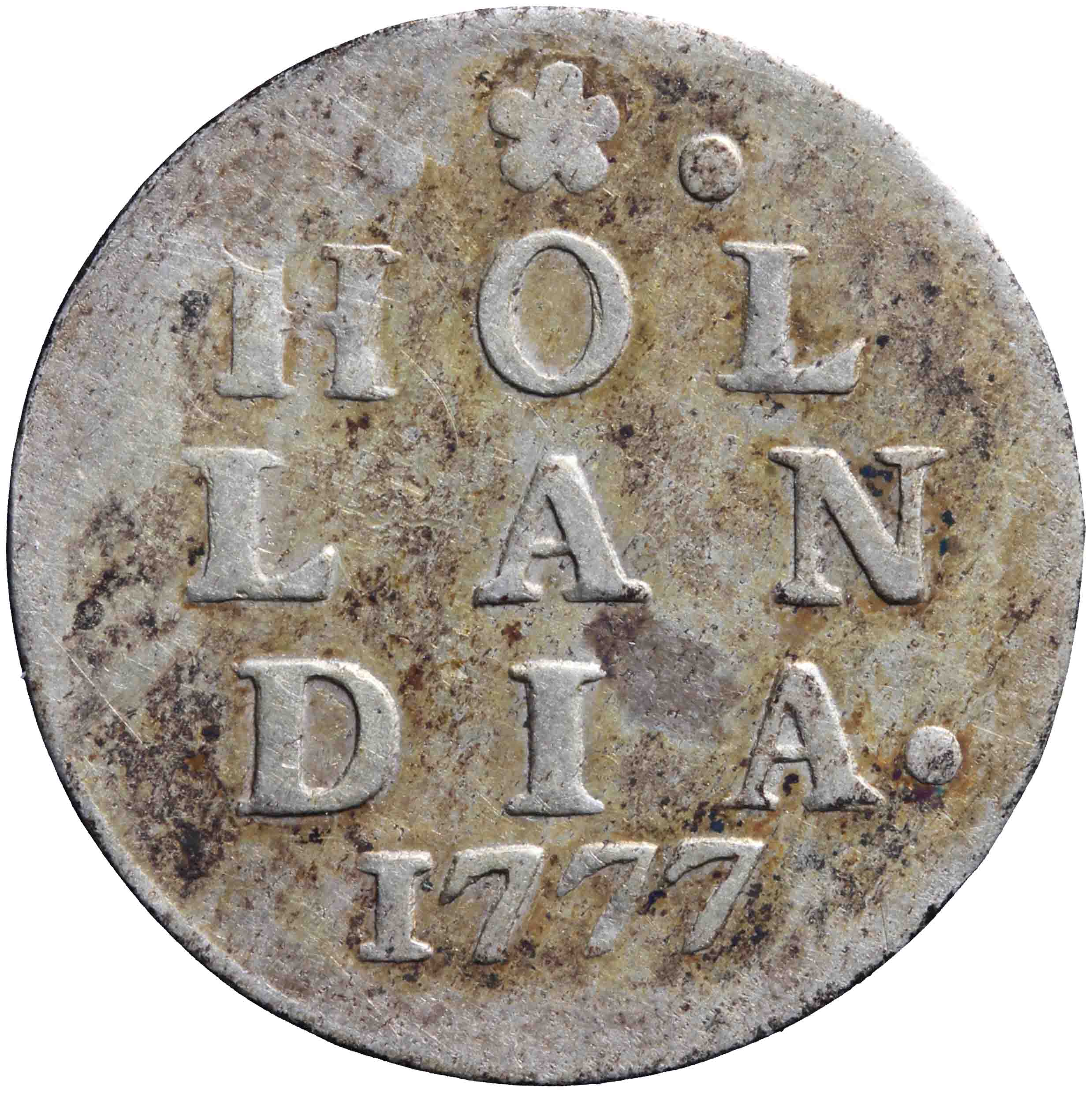 Afbeelding van de keerzijde. dubbele wapenstuiver. Inventarisnummer:DNB-05685