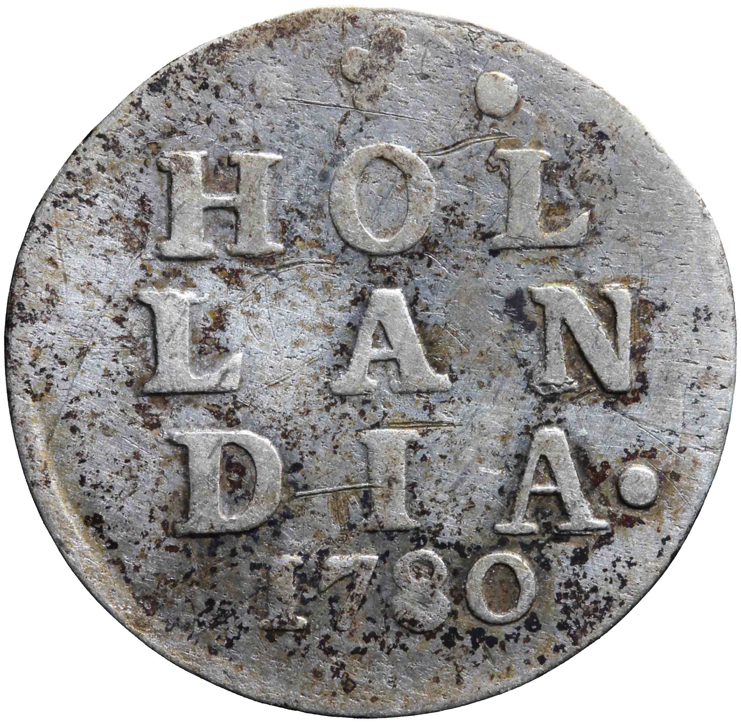 Afbeelding van de keerzijde. dubbele wapenstuiver. Inventarisnummer:DNB-05688