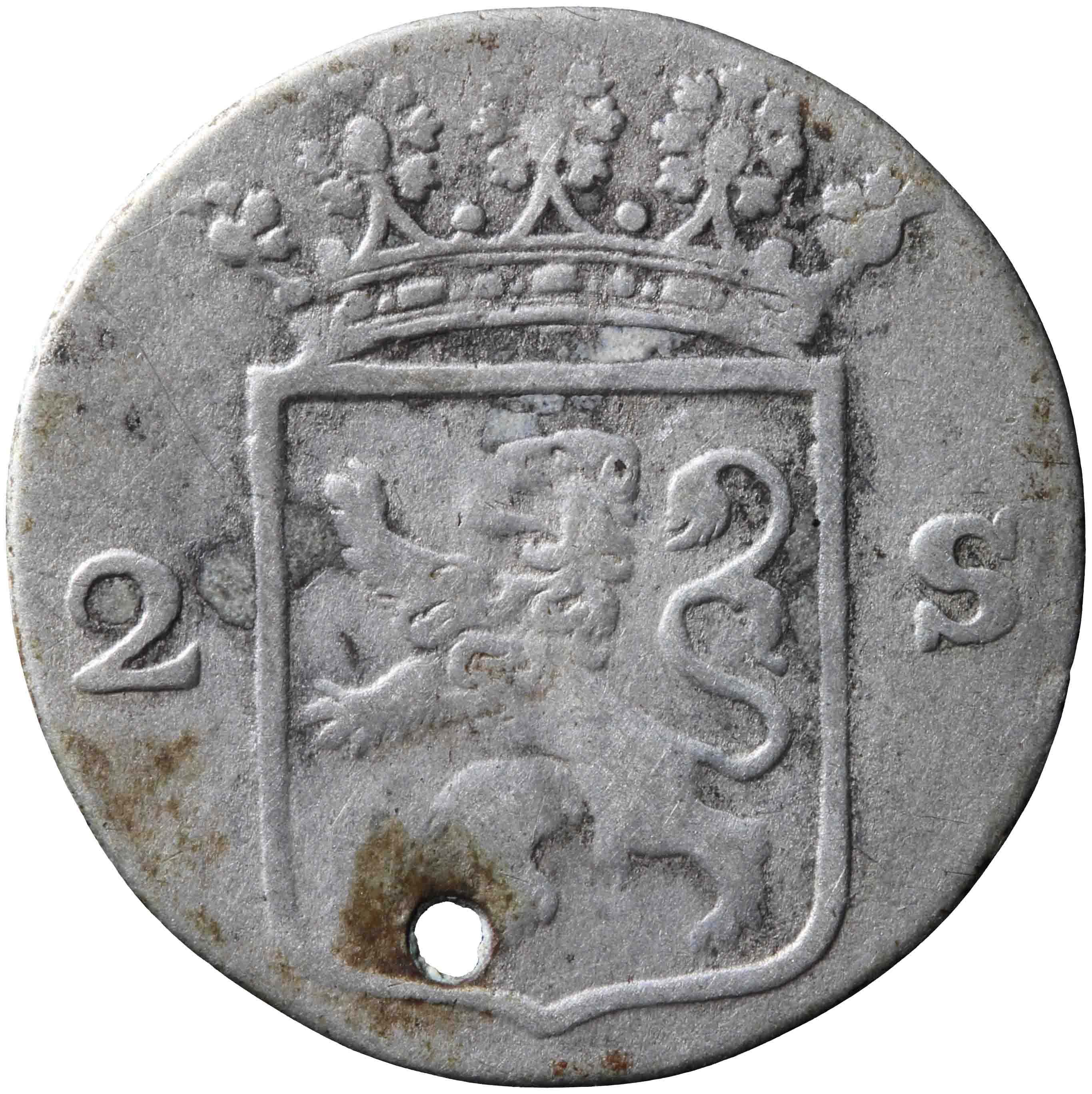 Afbeelding van de voorzijde. dubbele wapenstuiver. Inventarisnummer:DNB-05696