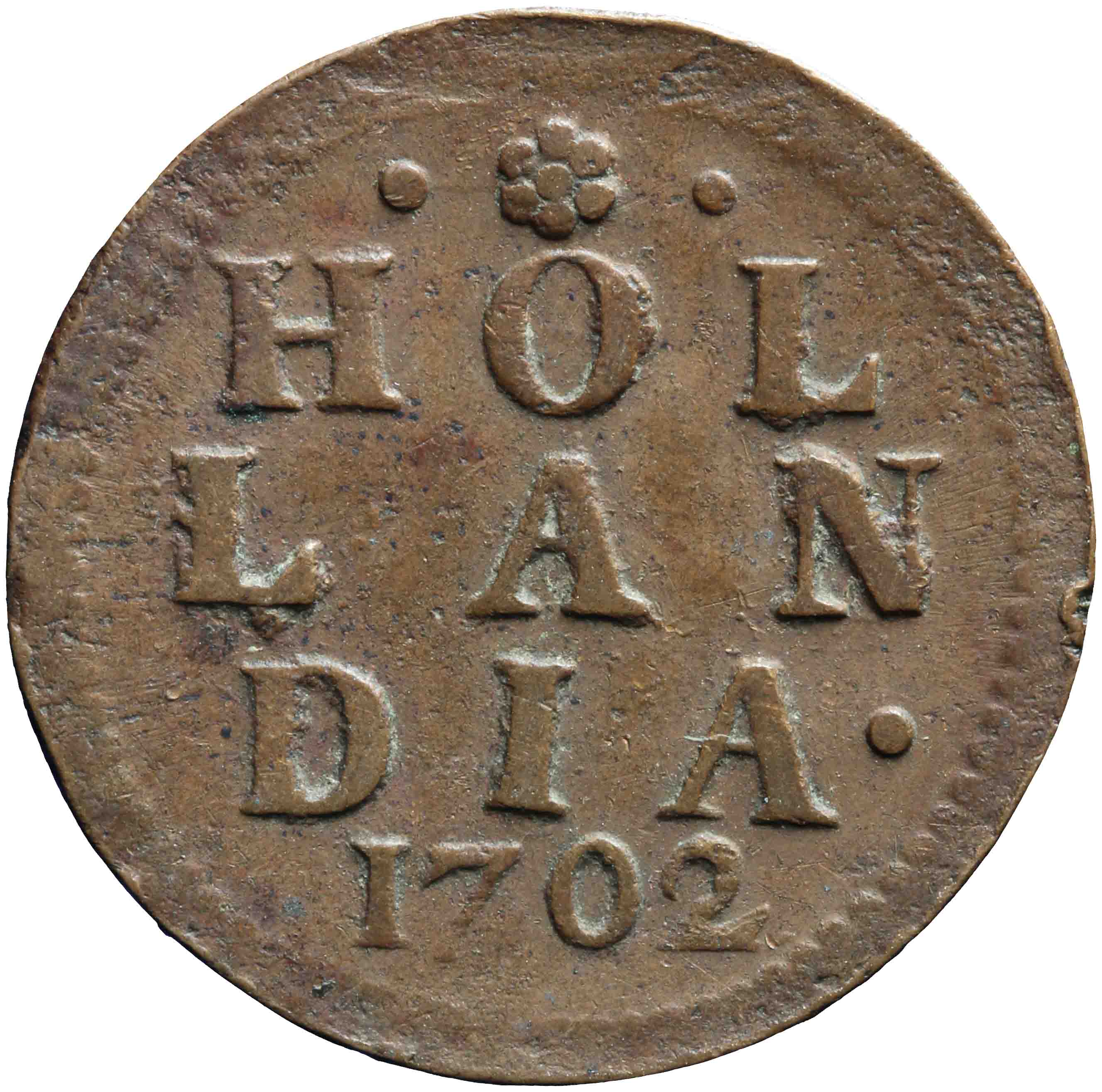 Afbeelding van de keerzijde. duit. Inventarisnummer:DNB-05701