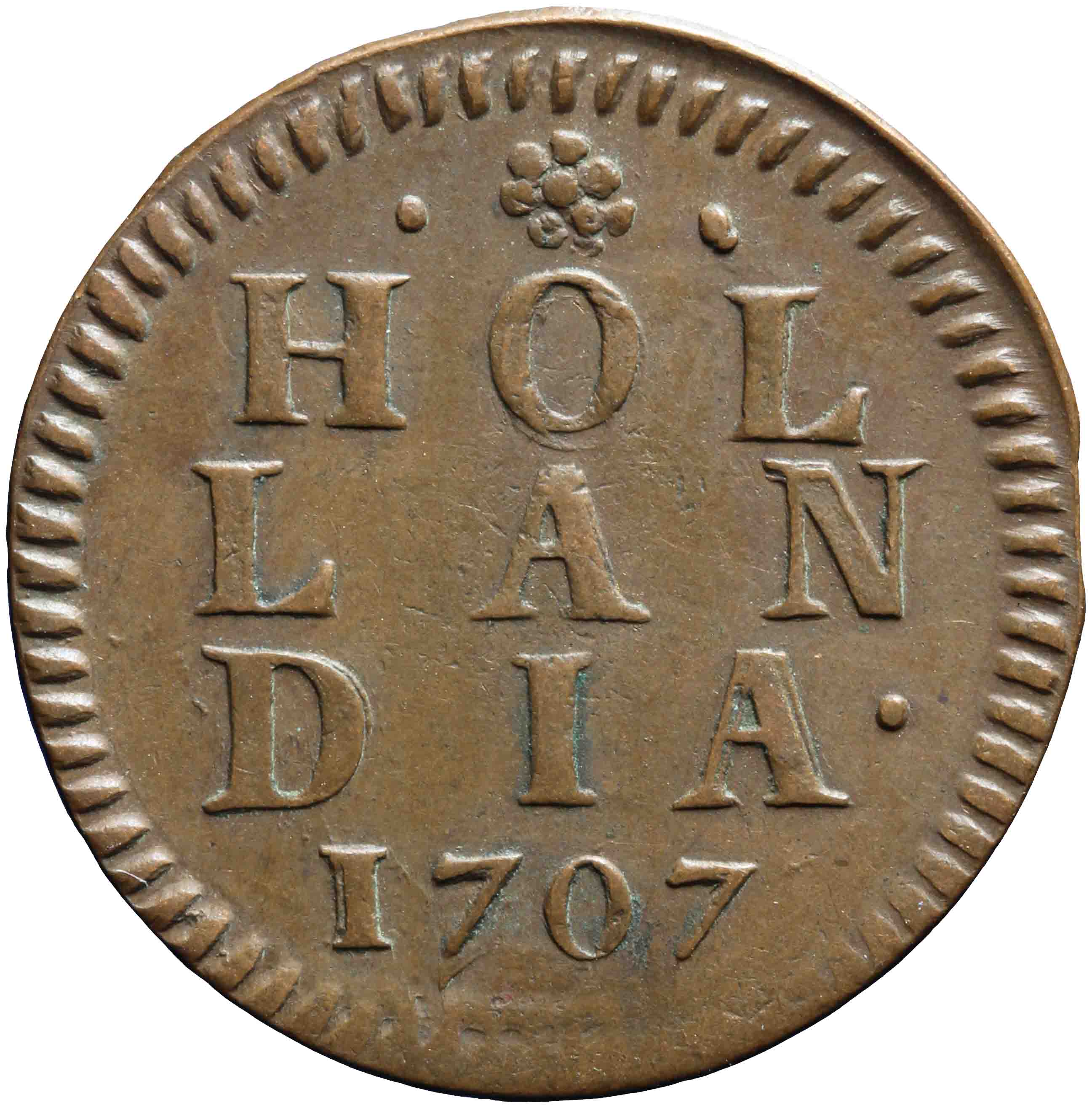 Afbeelding van de keerzijde. duit. Inventarisnummer:DNB-05704