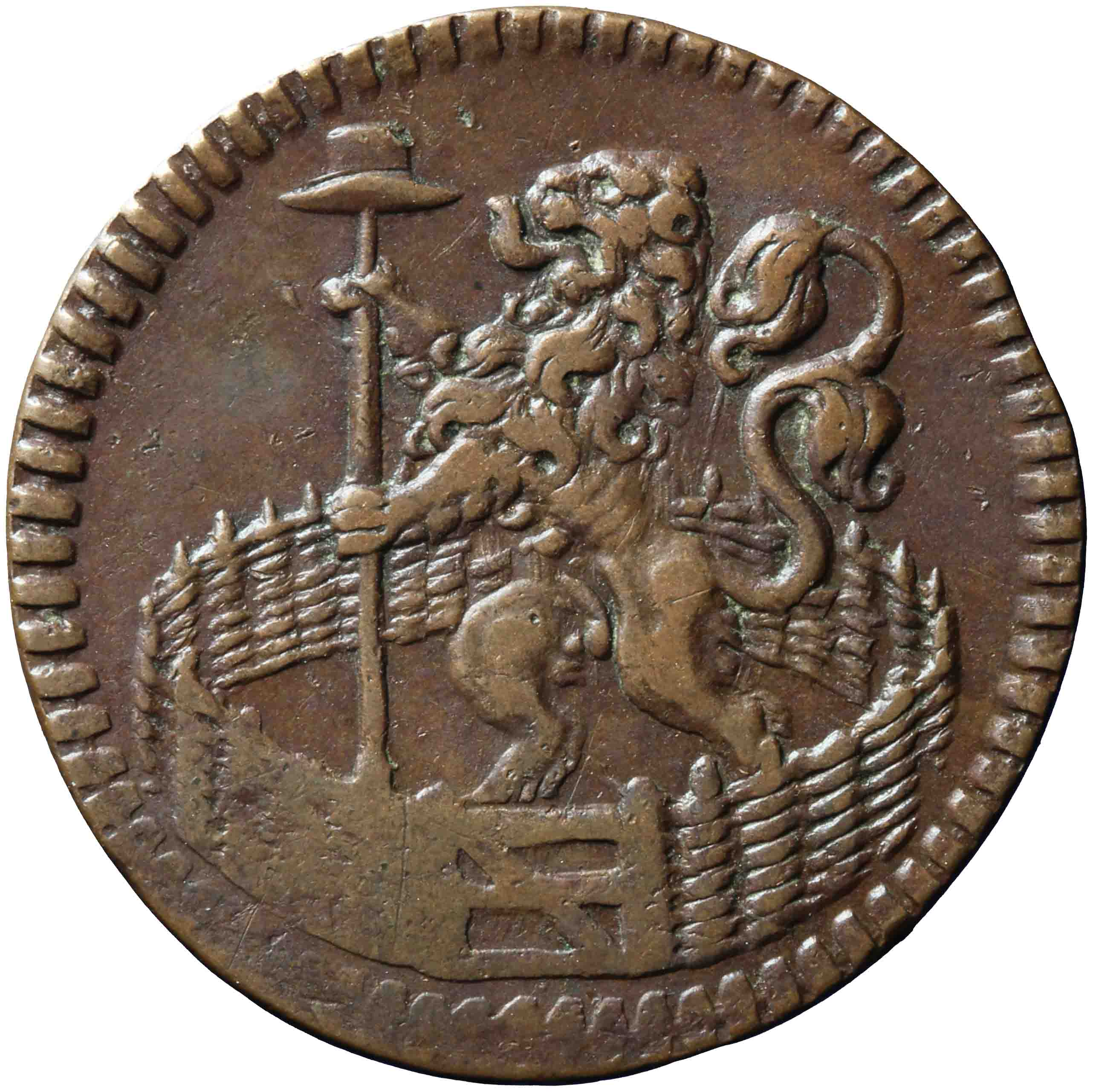 Afbeelding van de voorzijde. duit. Inventarisnummer:DNB-05705