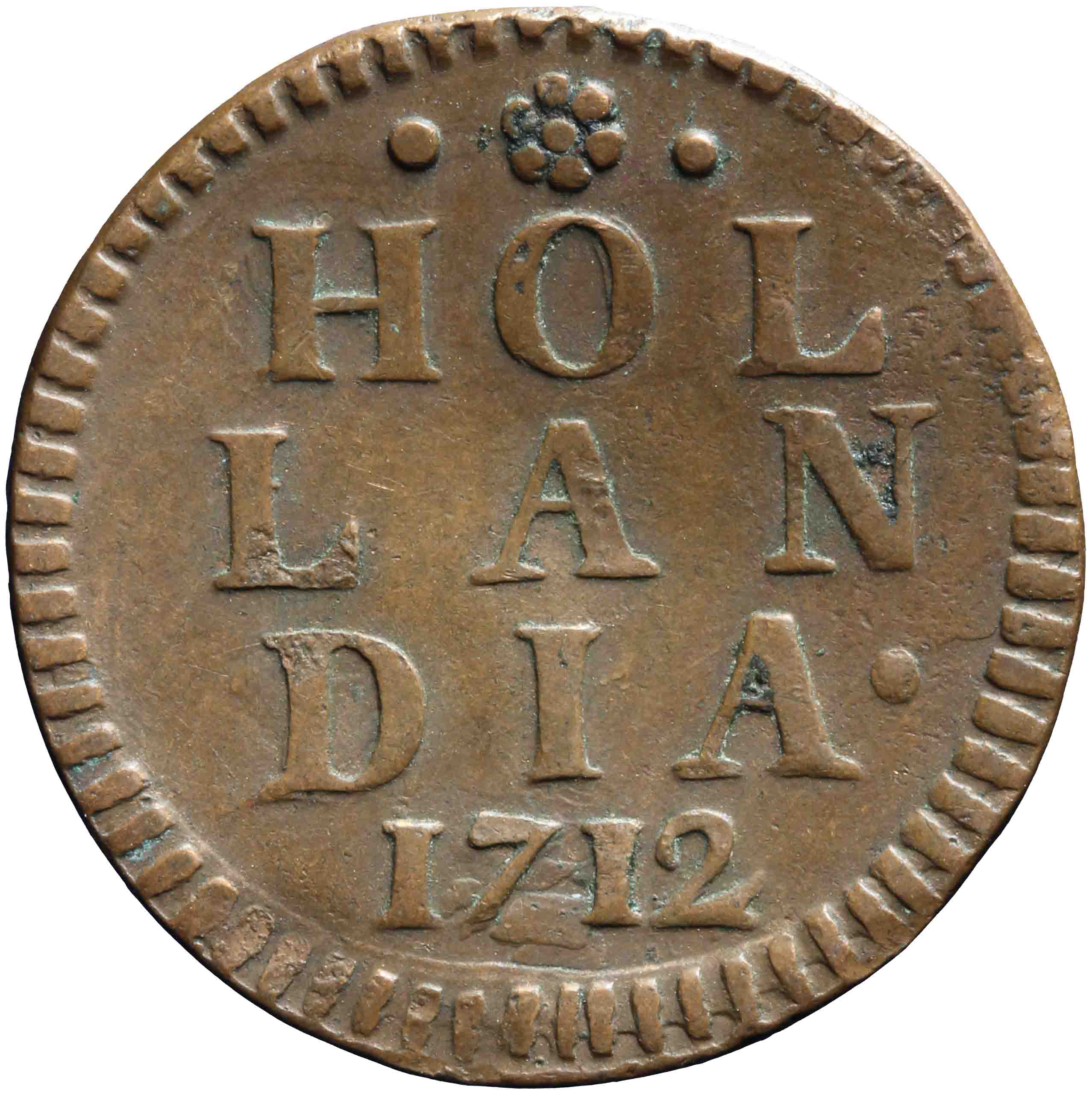 Afbeelding van de keerzijde. duit. Inventarisnummer:DNB-05706