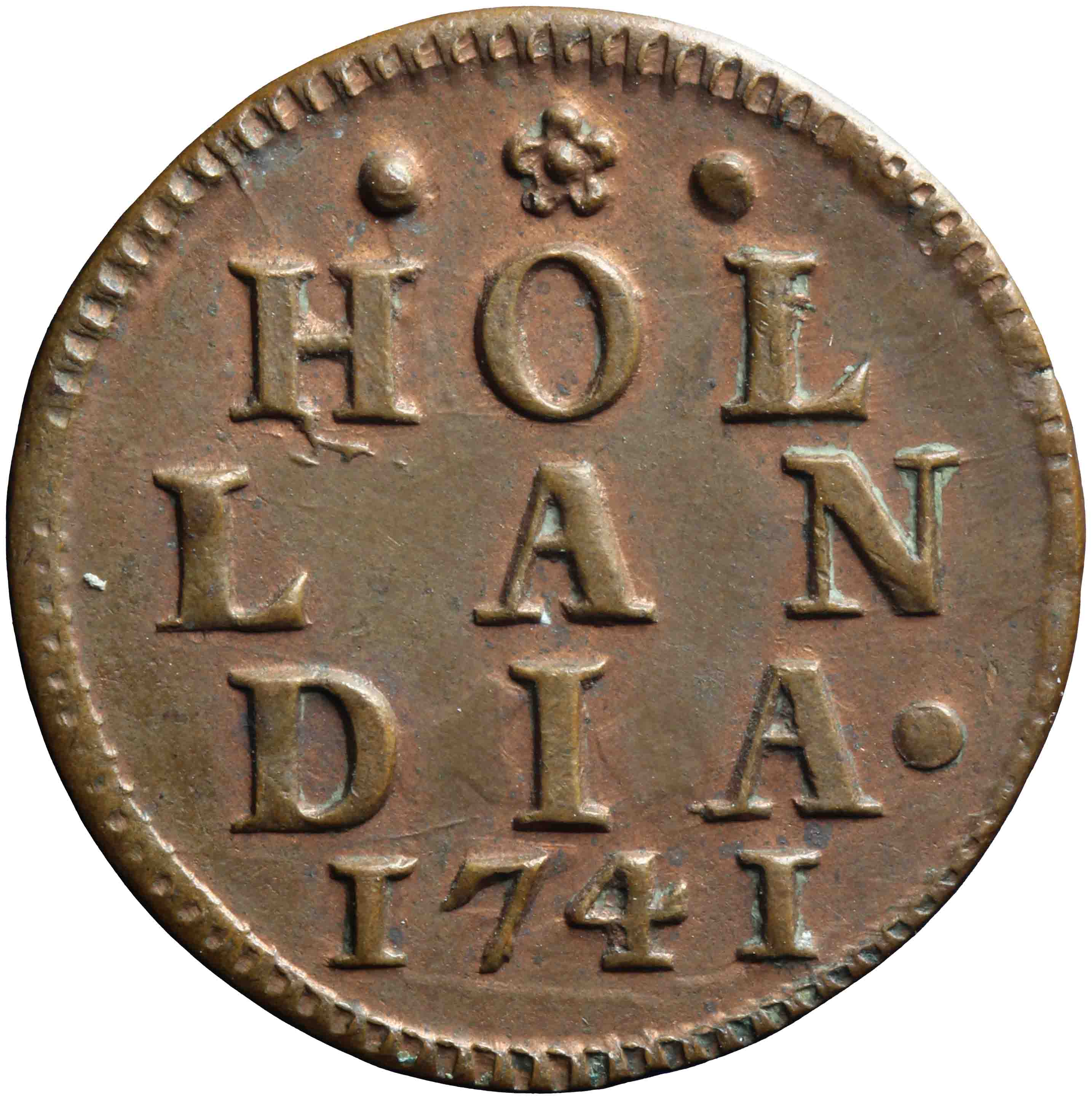 Afbeelding van de keerzijde. duit. Inventarisnummer:DNB-05718