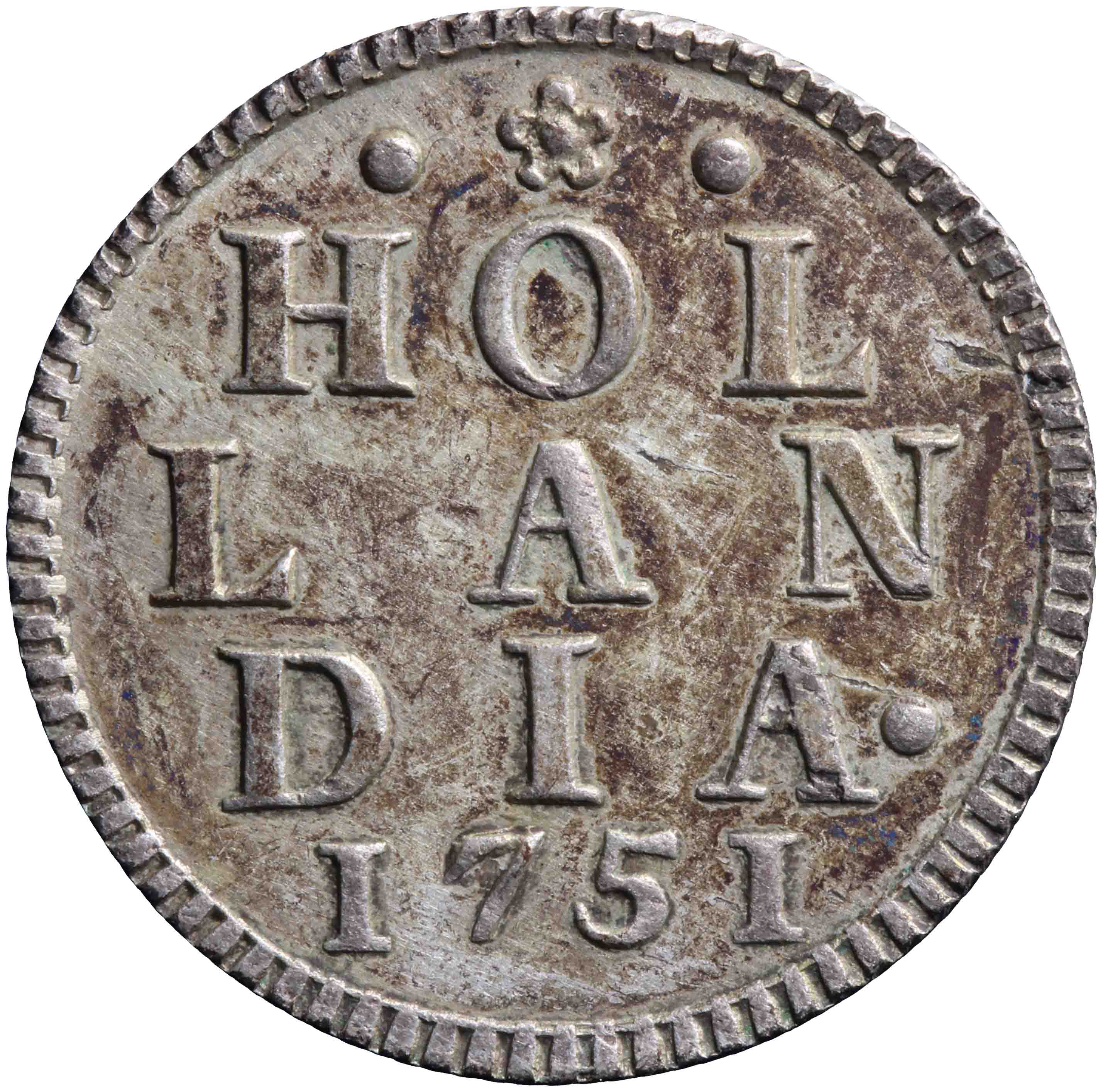 Afbeelding van de keerzijde. duit. Inventarisnummer:DNB-05726